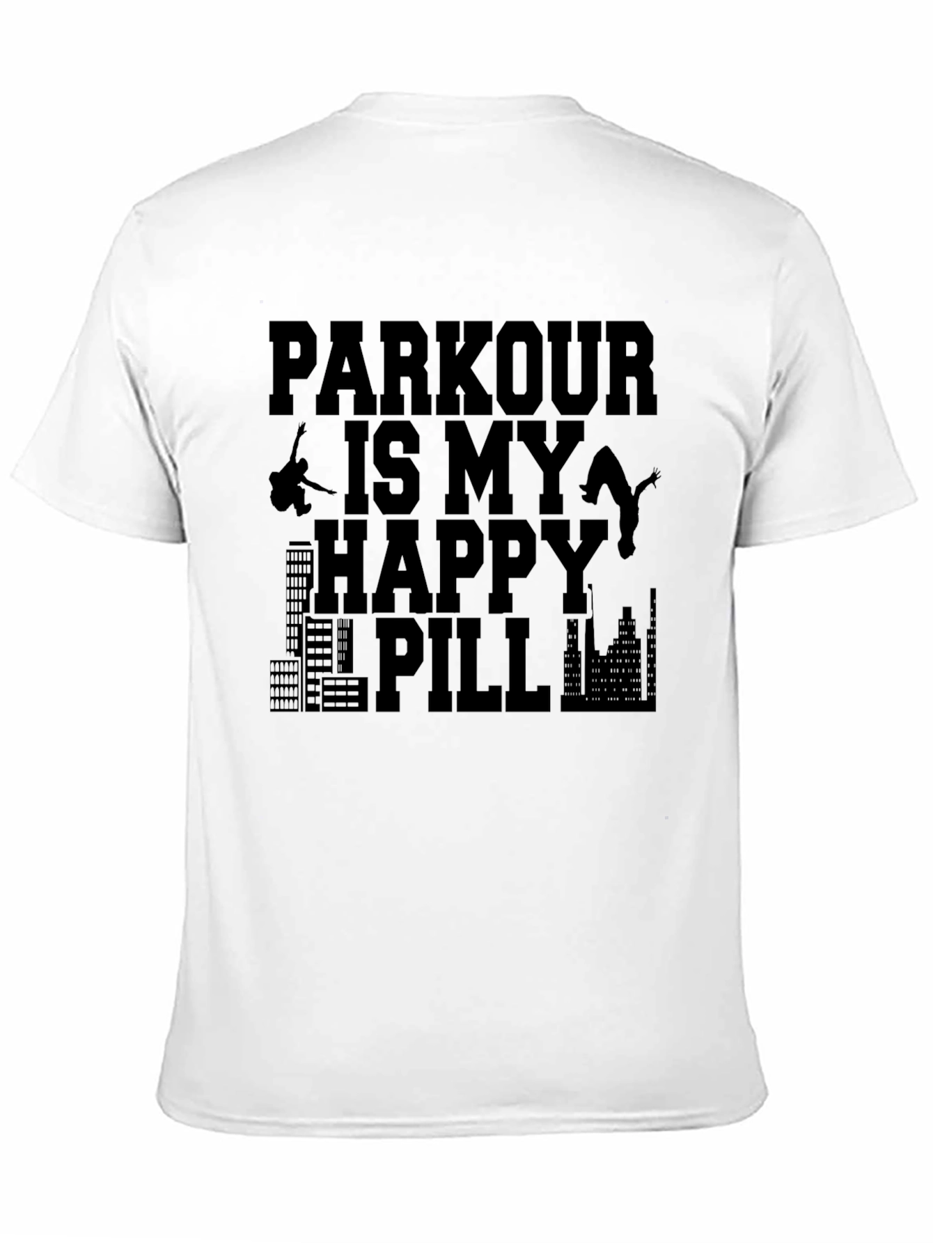 Parkour Happy Pill Graphic Tee - Black Cotton T-Shirt