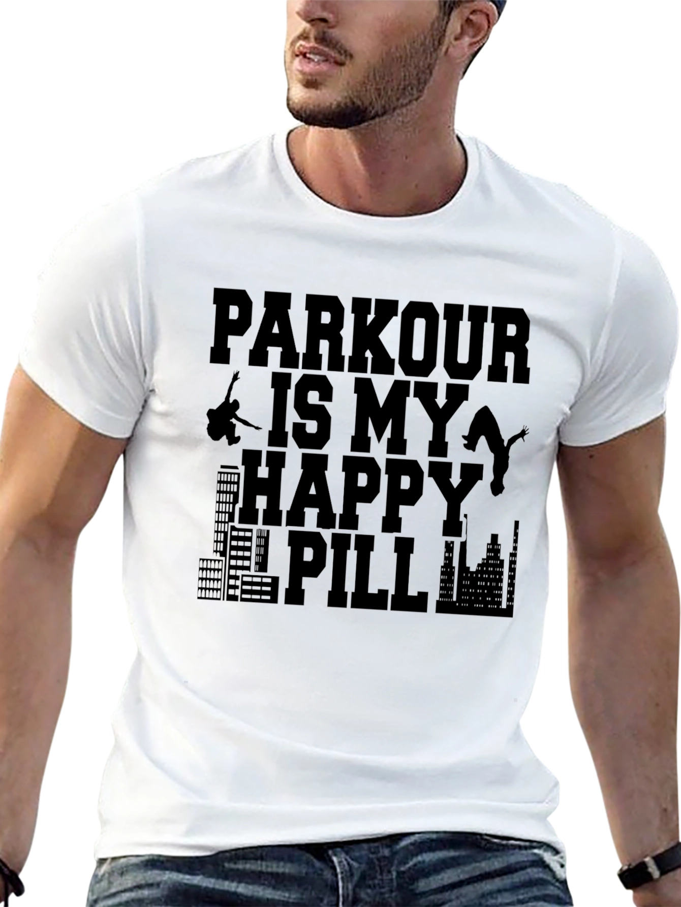 Parkour Happy Pill Graphic Tee - Black Cotton T-Shirt