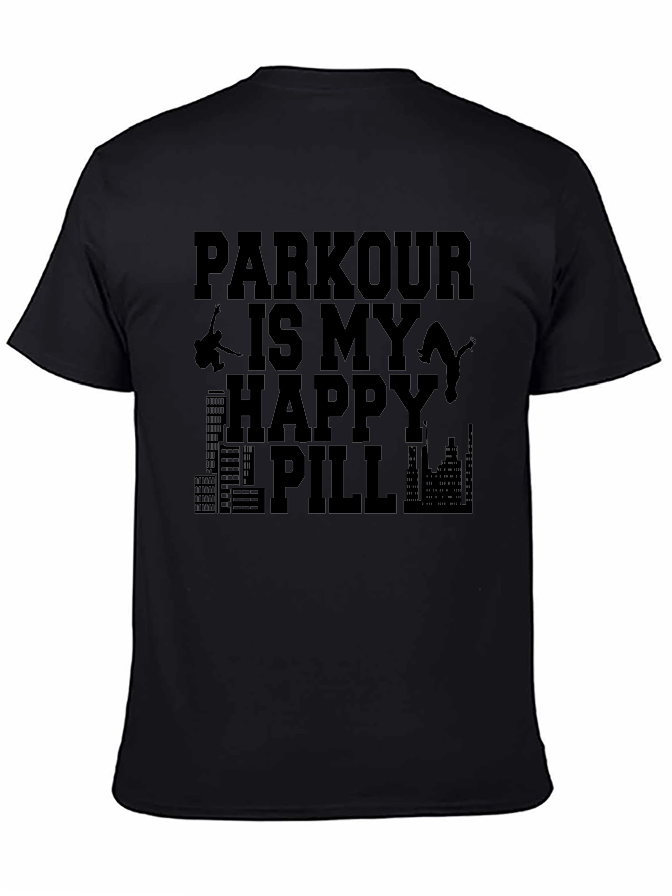 Parkour Happy Pill Graphic Tee - Black Cotton T-Shirt