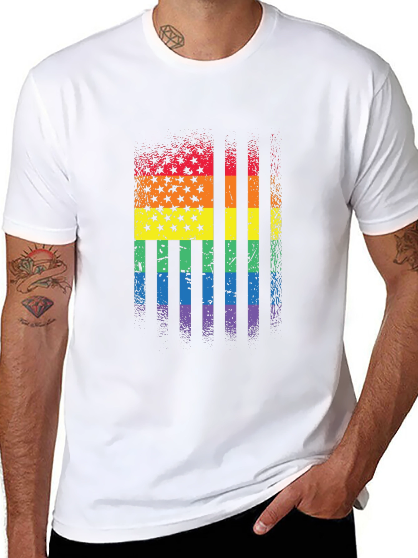 Rainbow Flag Stars Stripes T-Shirt