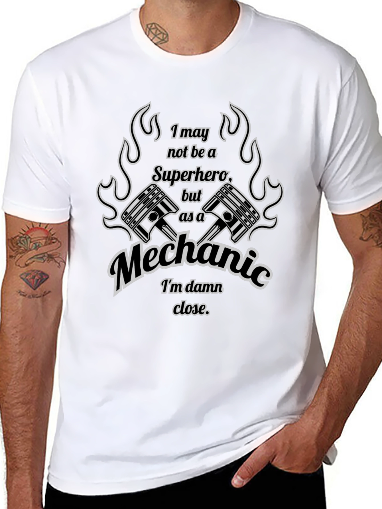 Mechanic Superhero Graphic T-Shirt - Black
