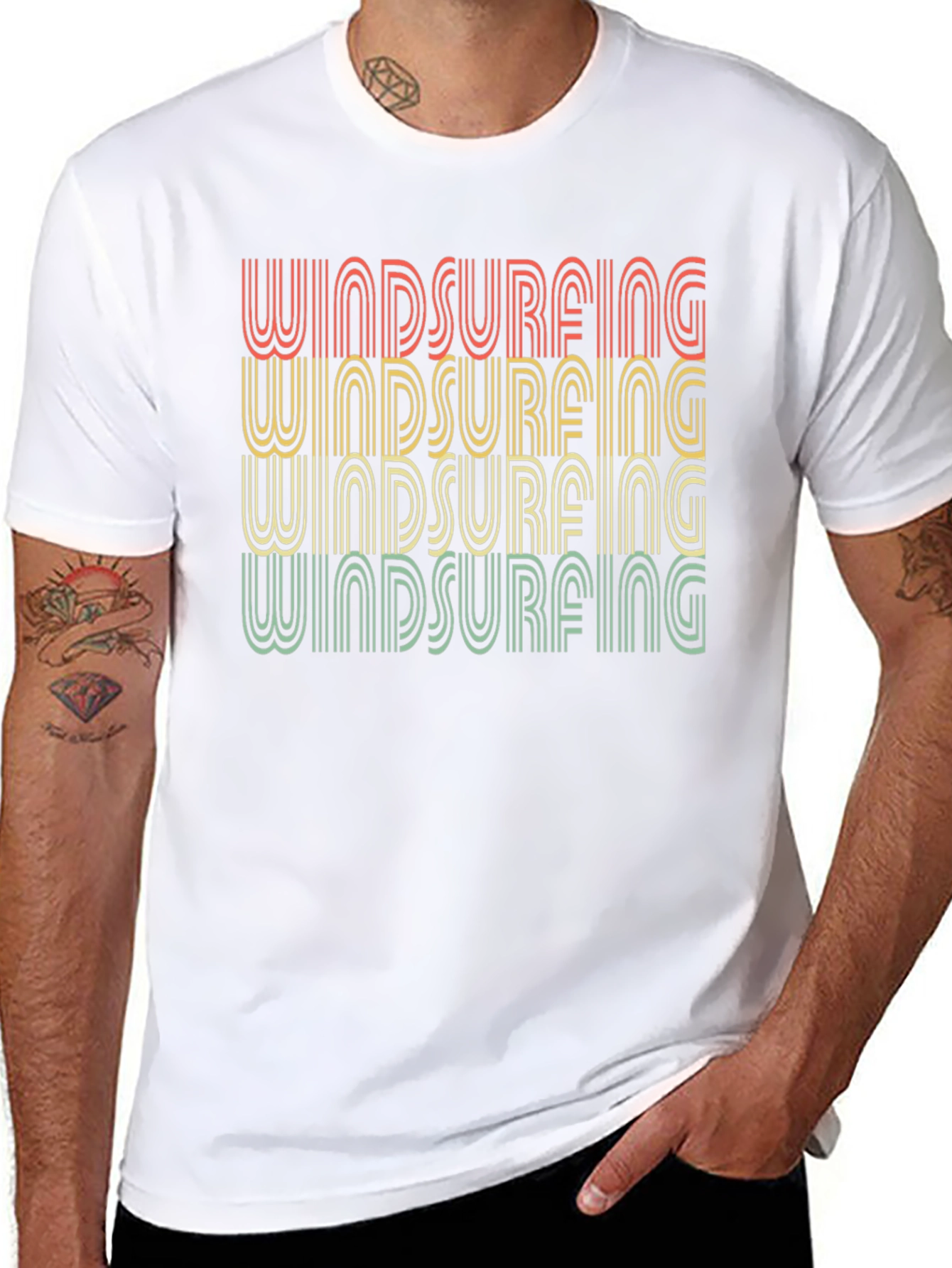 Retro Windsurfing T-Shirt - Black