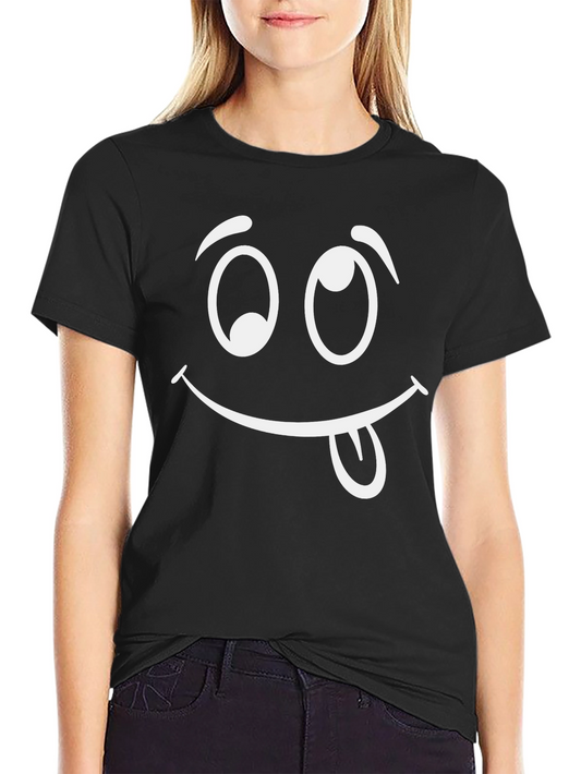 Funny Face Graphic Tee - Black Cotton T-Shirt