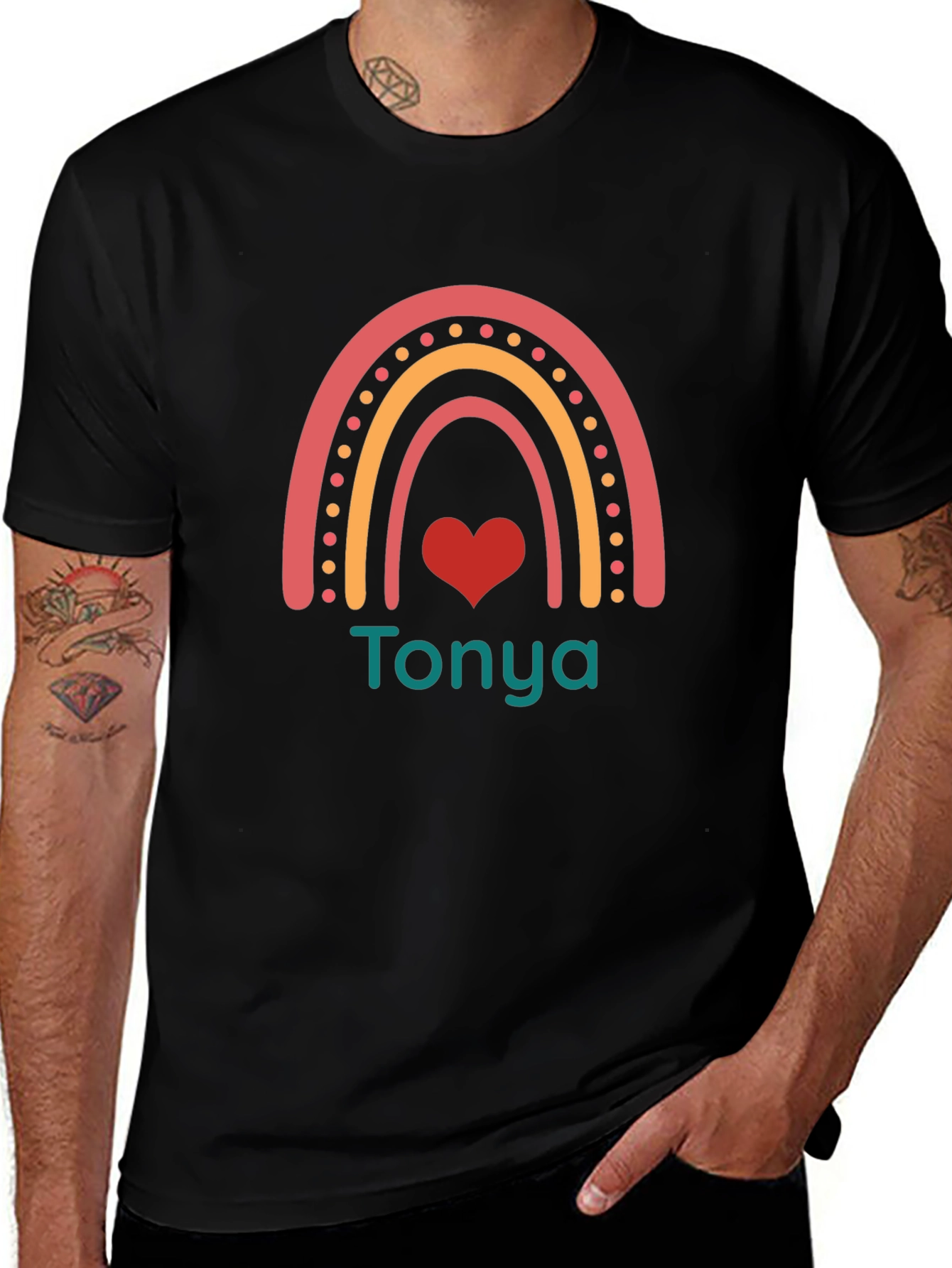 Personalized Rainbow Heart T-Shirt - Tonya