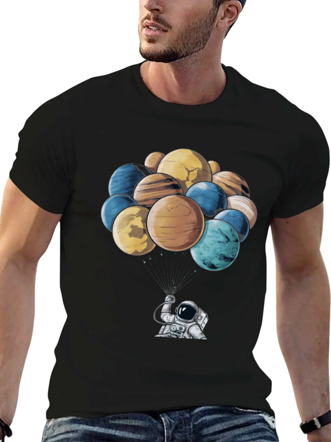Astronaut & Planet Balloon Graphic T-Shirt