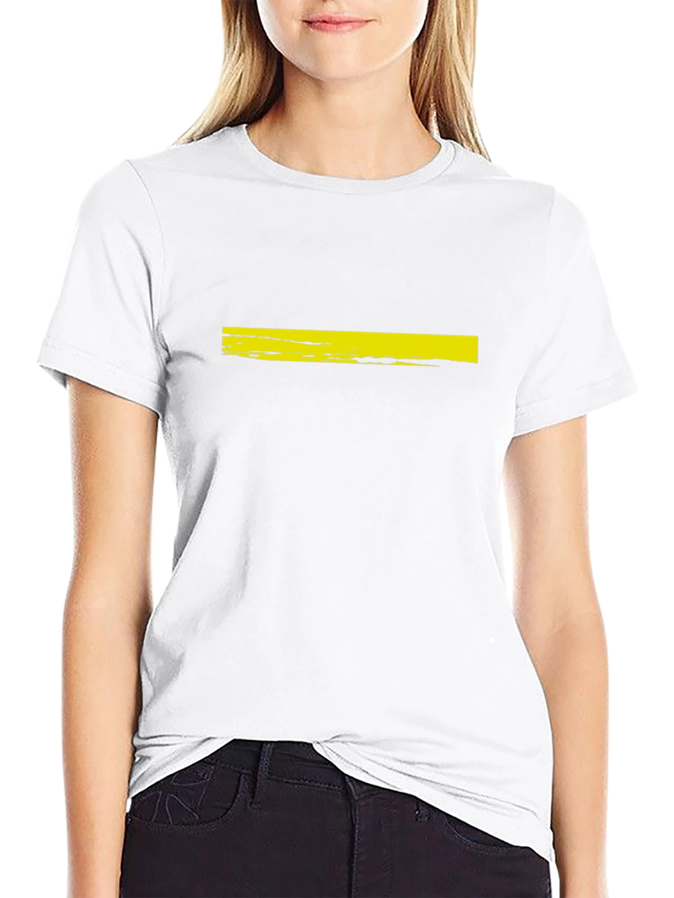 Mens Black T-Shirt with Yellow Brushstroke Design