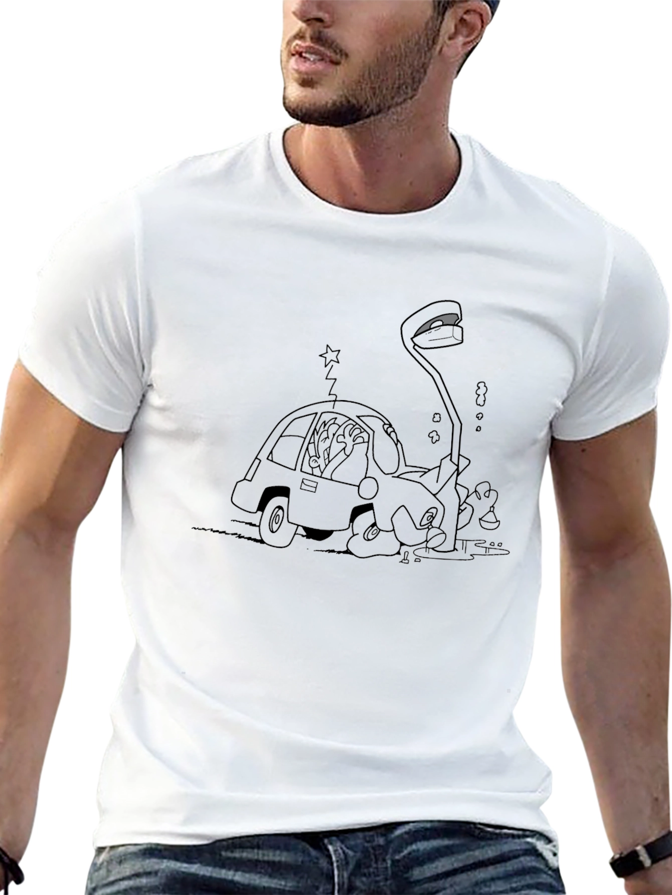 Mens Funny Cartoon T-Shirt - Black