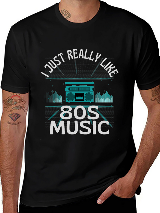 I Just Really Like 80s Music T-Shirt - Retro Boombox Design