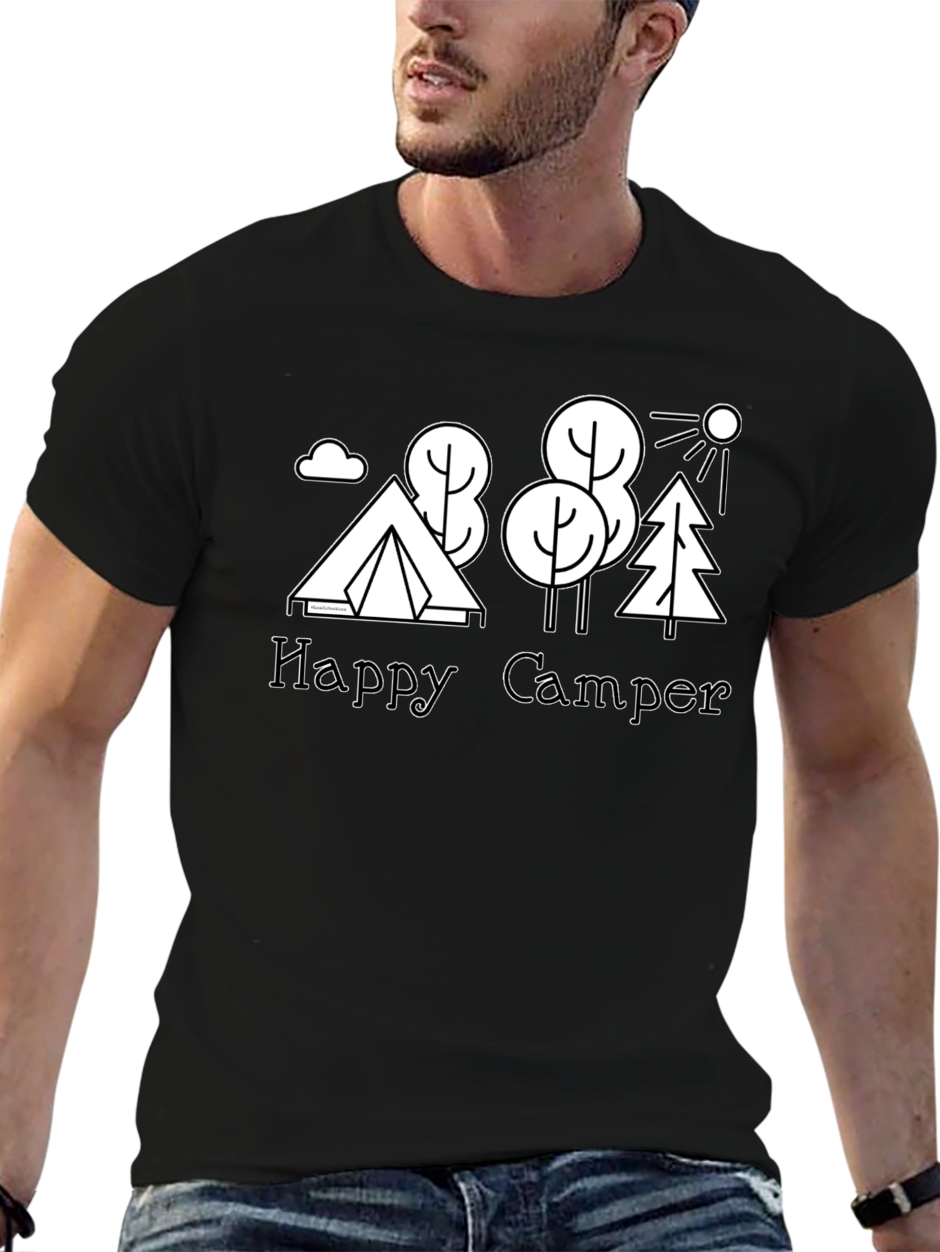 Happy Camper Black Graphic T-Shirt
