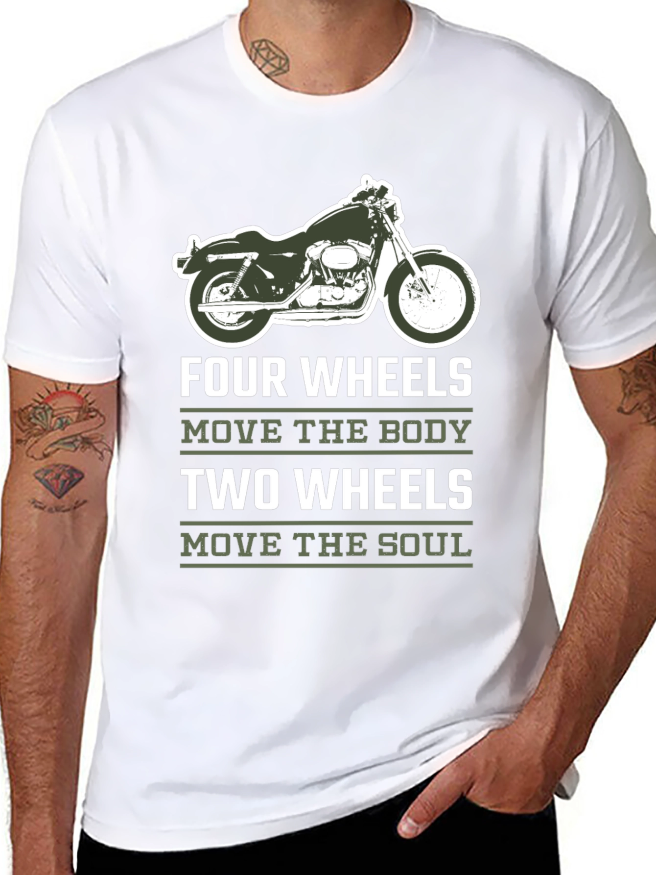 Motorcycle T-Shirt - Four Wheels Move The Body