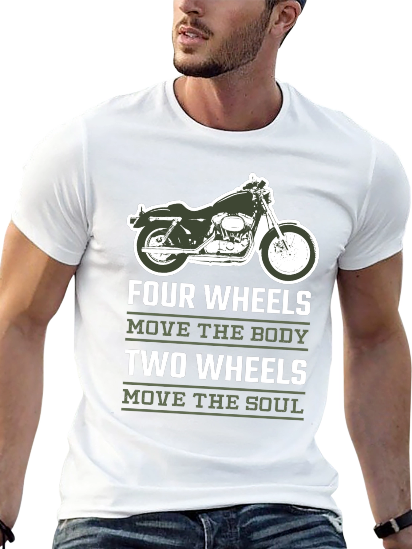 Motorcycle T-Shirt - Four Wheels Move The Body