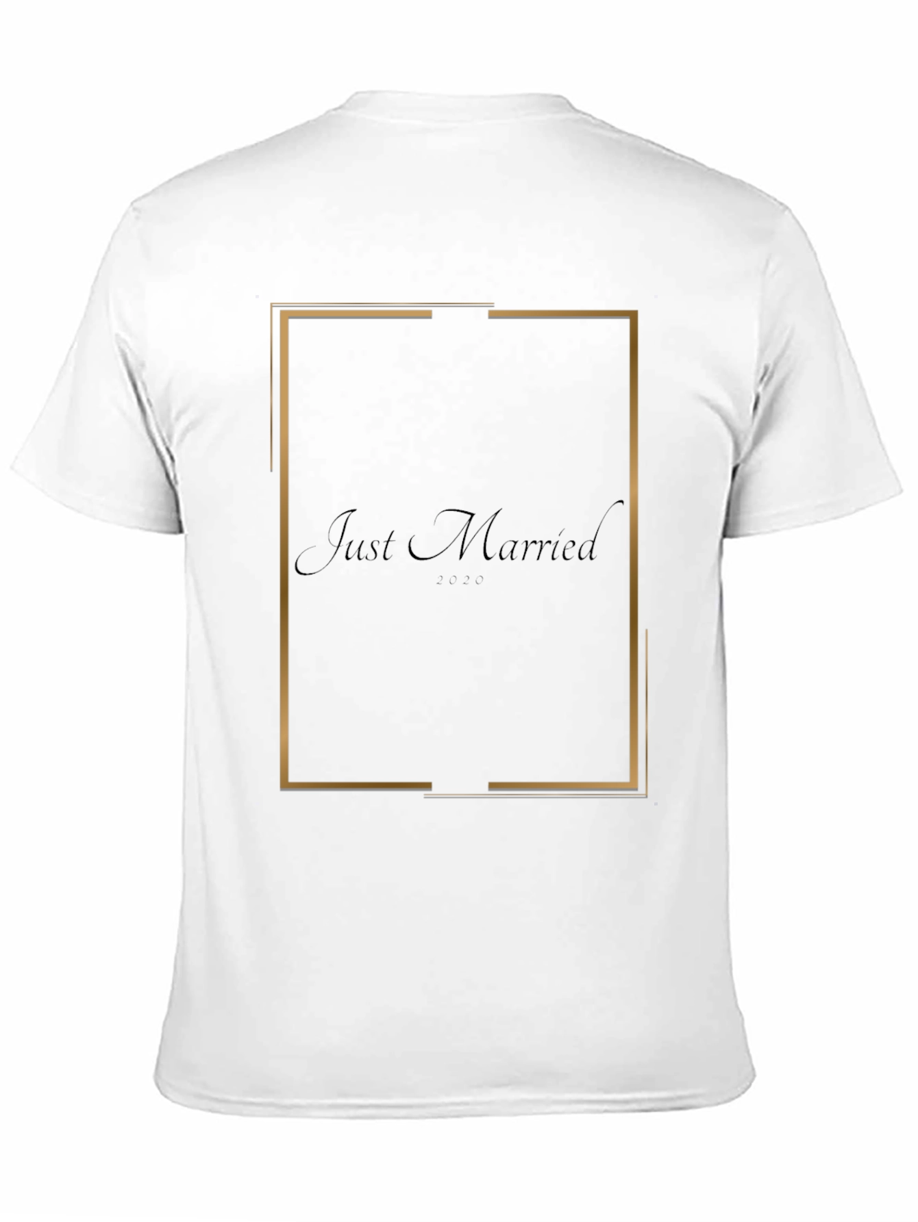 Just Married T-Shirt - Modern Gold Frame Design