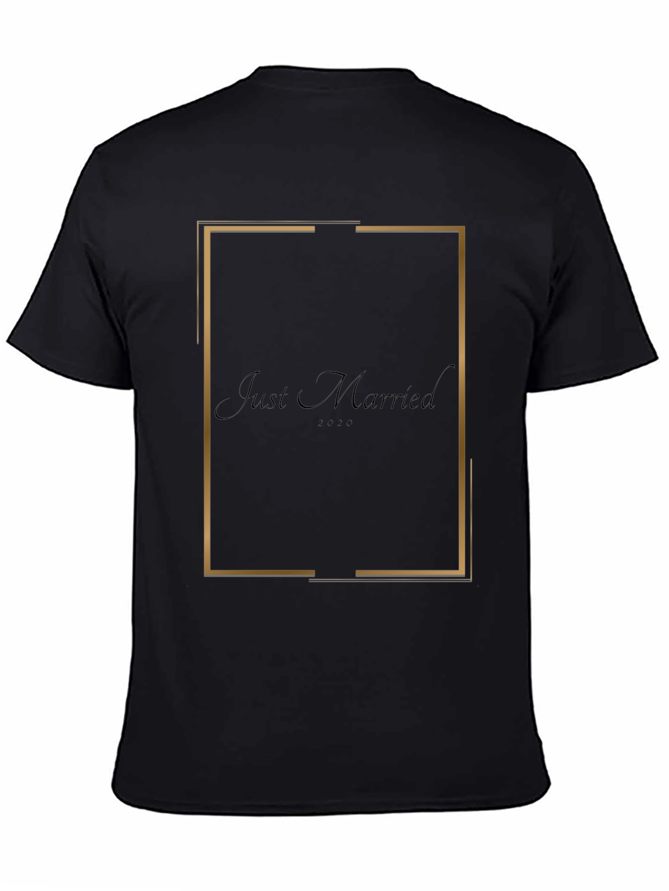 Just Married T-Shirt - Modern Gold Frame Design