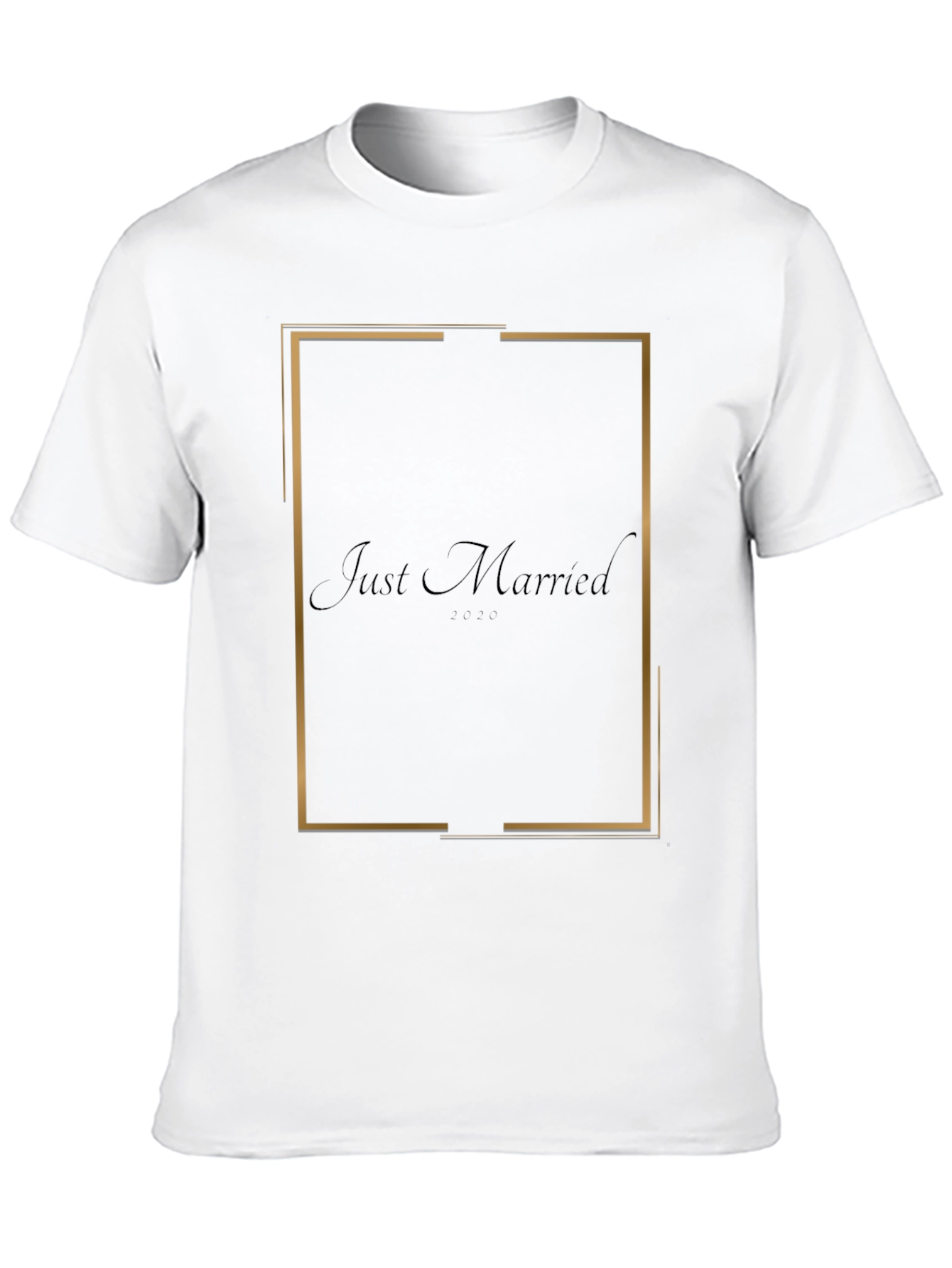 Just Married T-Shirt - Modern Gold Frame Design