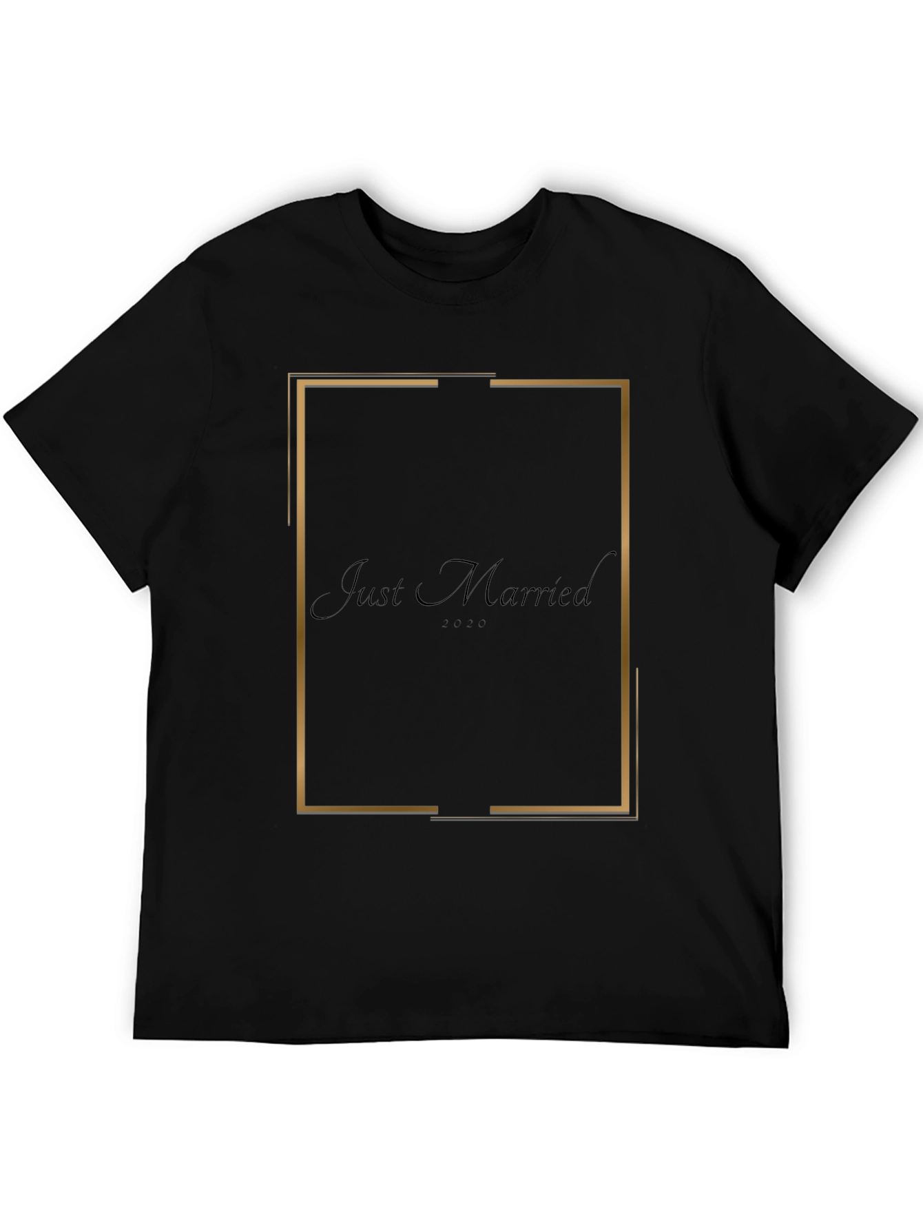 Just Married T-Shirt - Modern Gold Frame Design