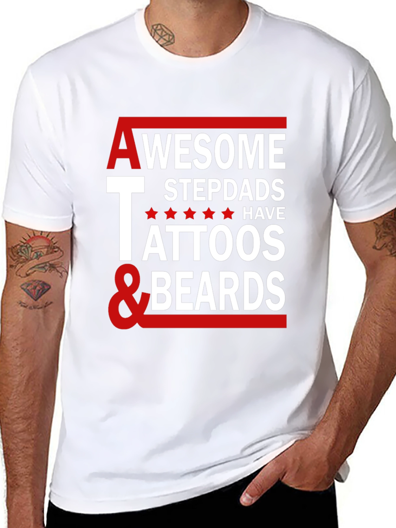 Awesome Stepdads Tattoos & Beards Graphic Tee