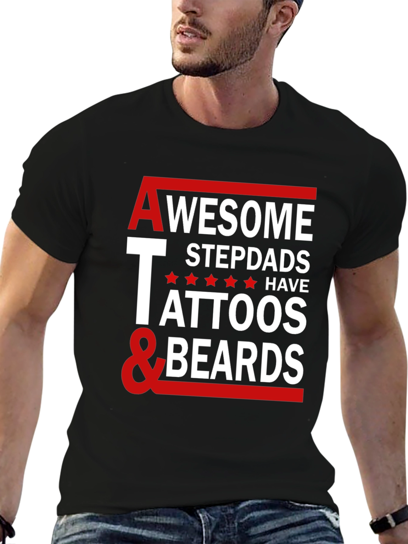 Awesome Stepdads Tattoos & Beards Graphic Tee