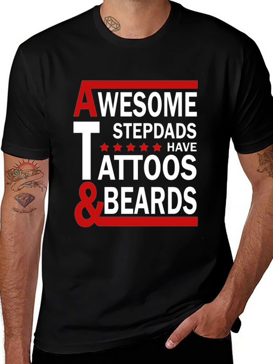 Awesome Stepdads Tattoos & Beards Graphic Tee