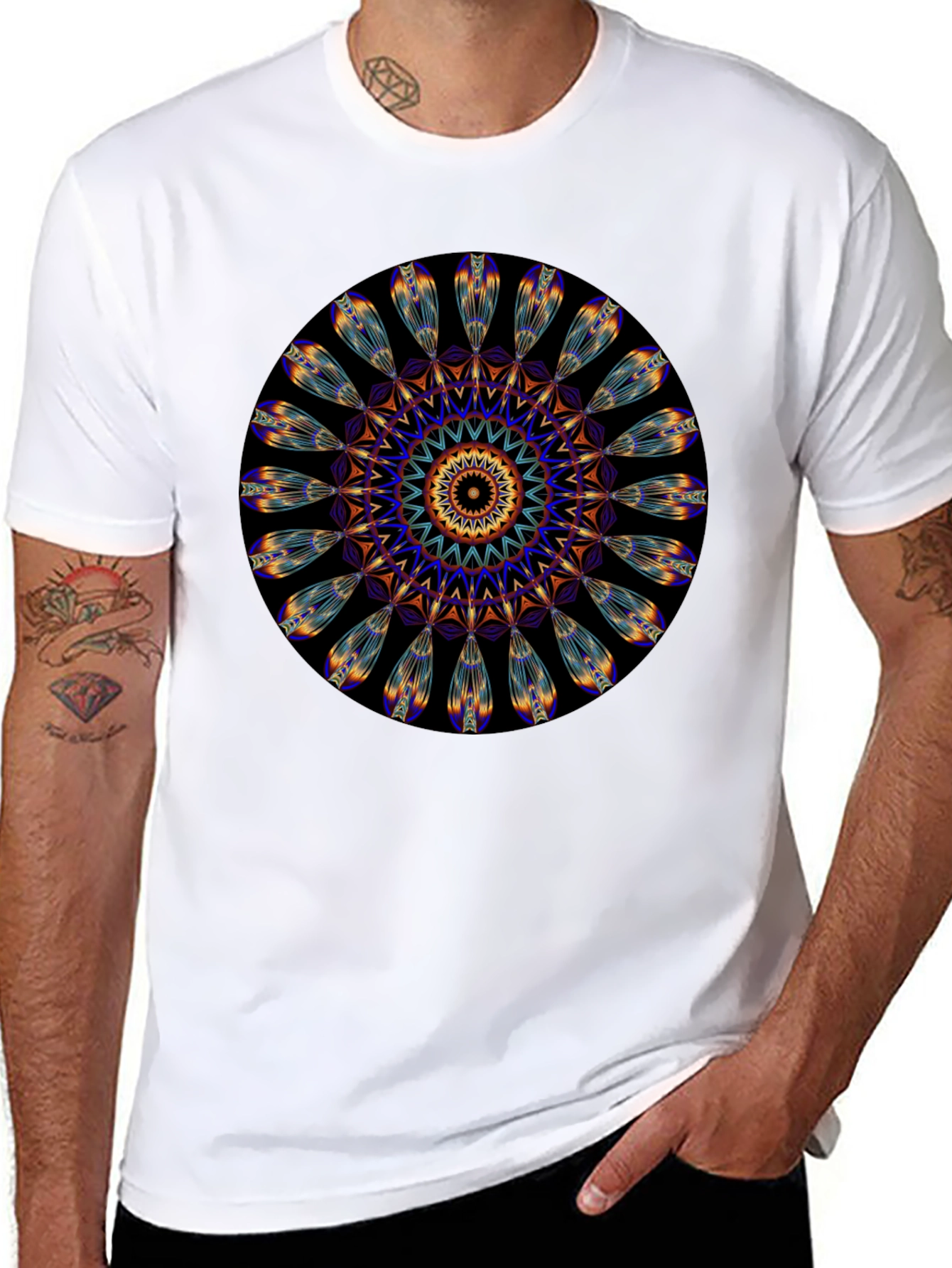 Mandala Print Black T-Shirt - Unique Artistic Design