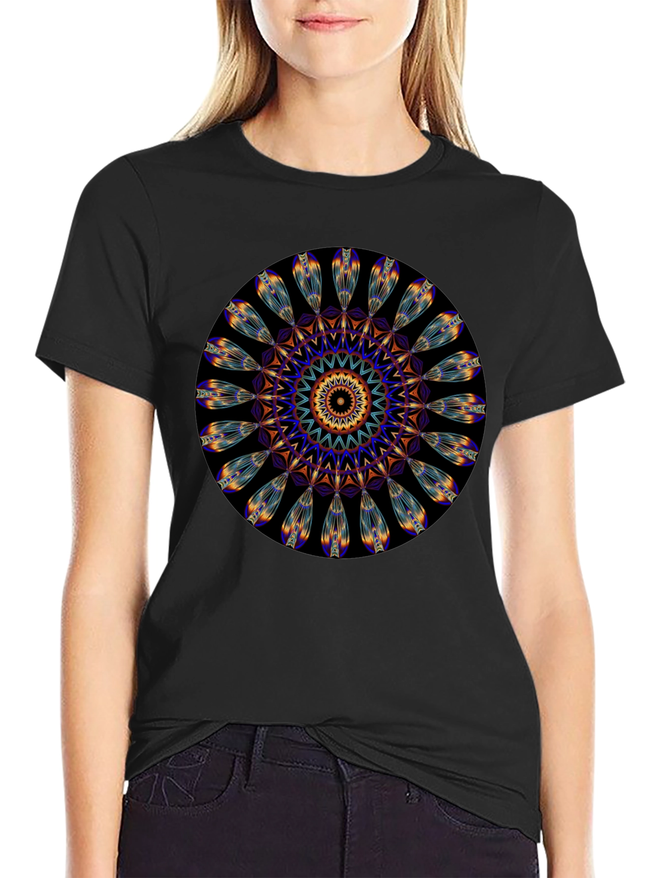 Mandala Print Black T-Shirt - Unique Artistic Design