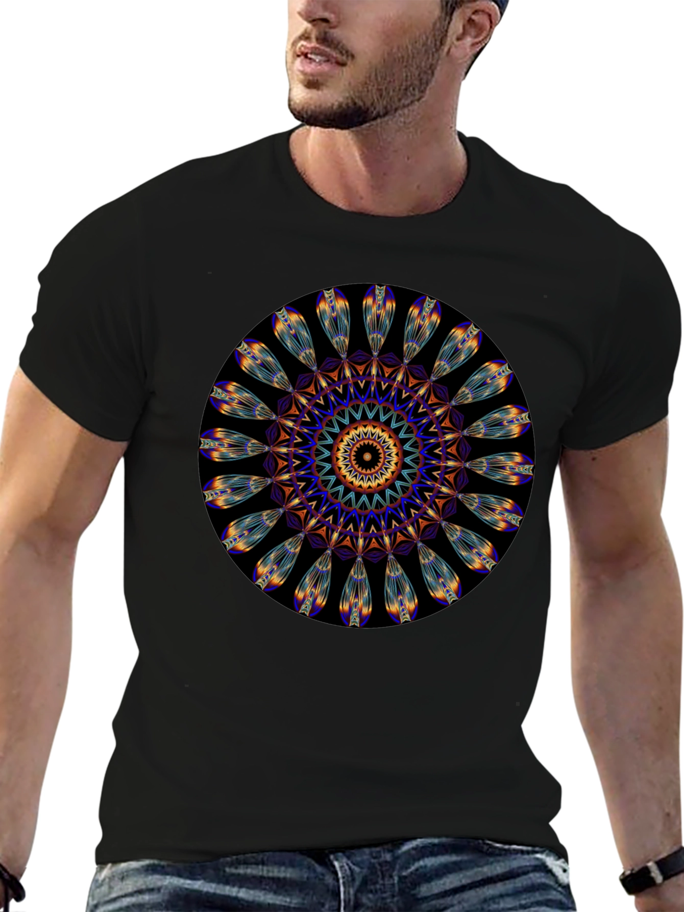 Mandala Print Black T-Shirt - Unique Artistic Design