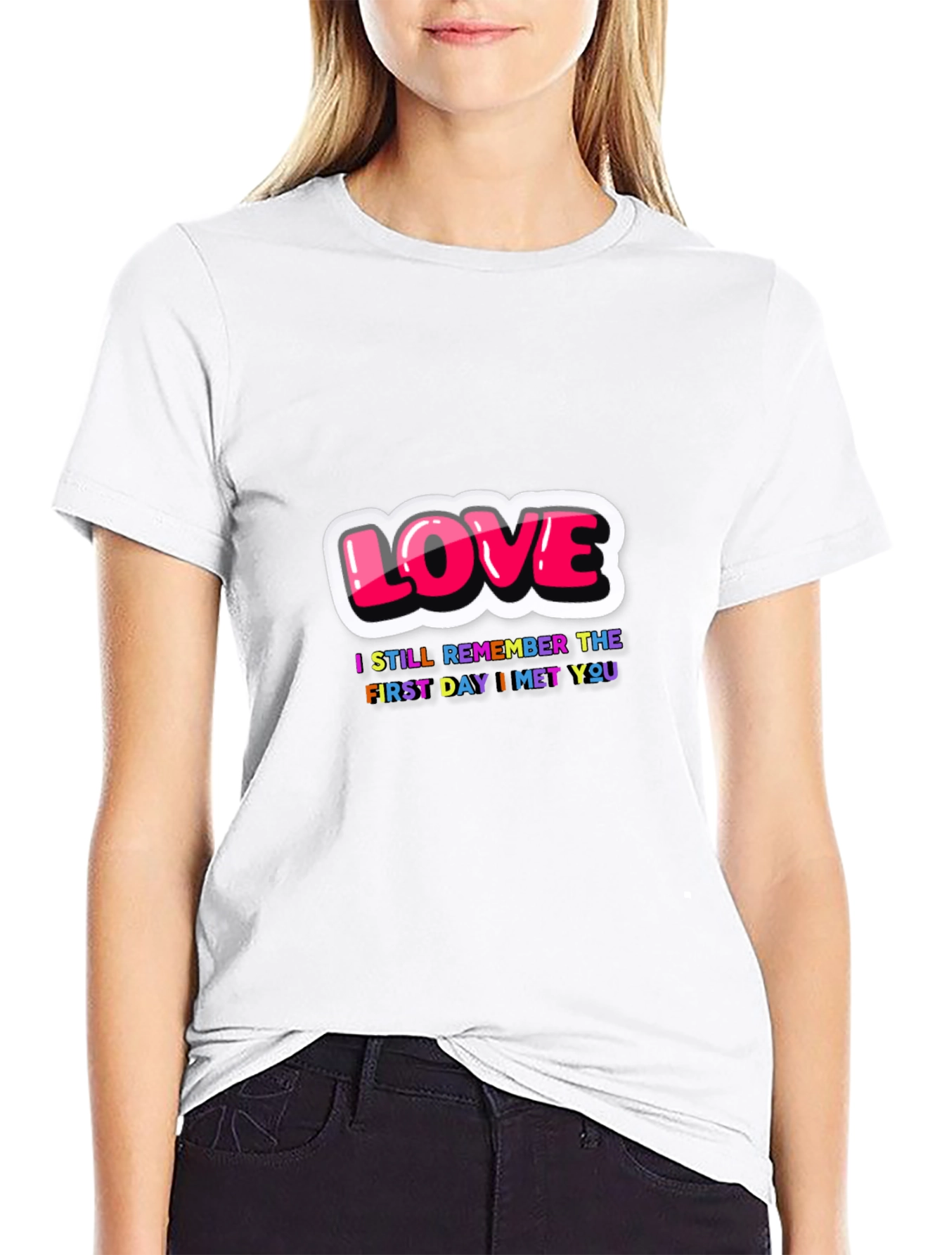 Love First Day I Met You Black Graphic Tee