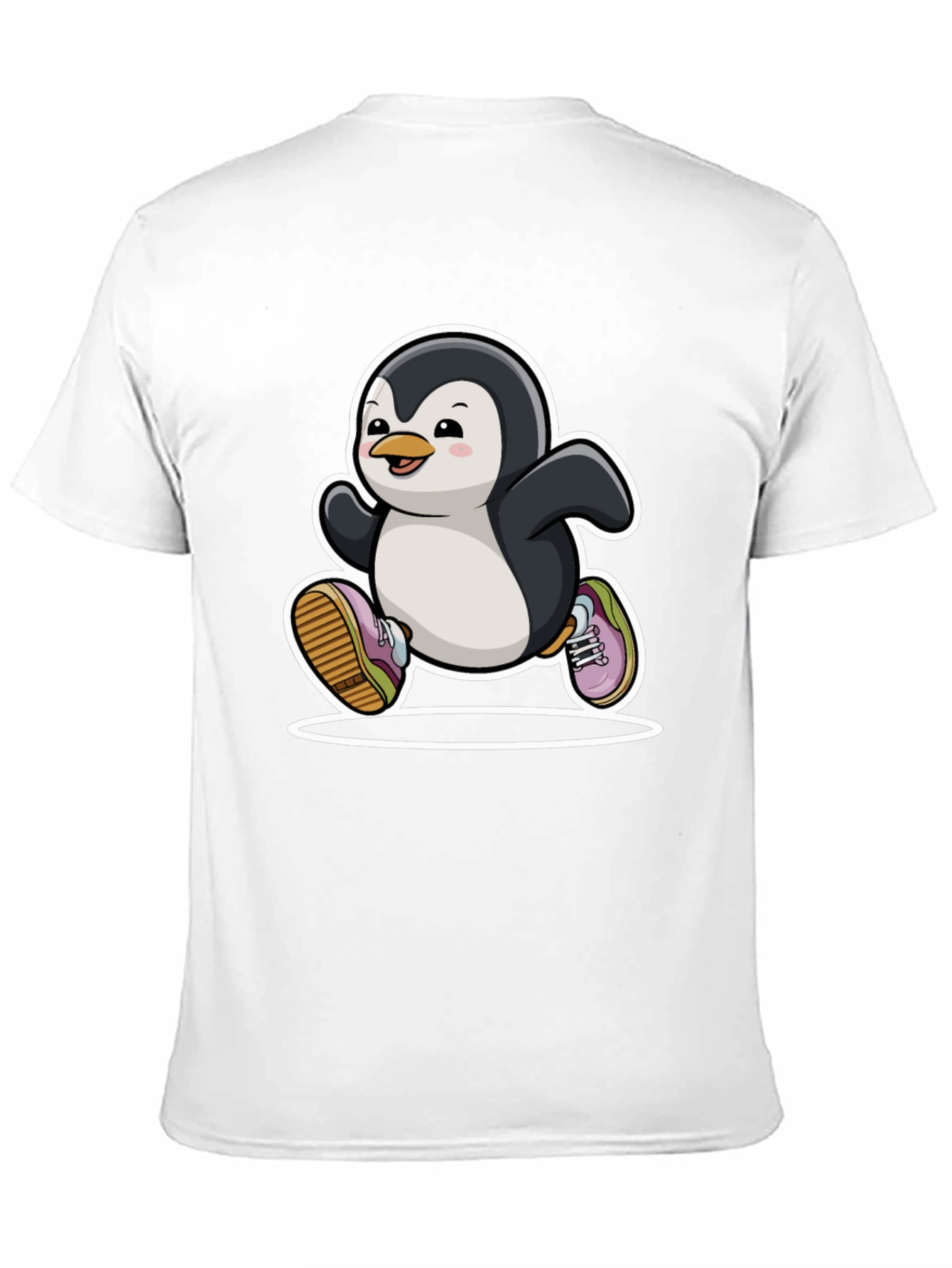 Running Penguin Graphic Tee - Black Cotton Casual Shirt