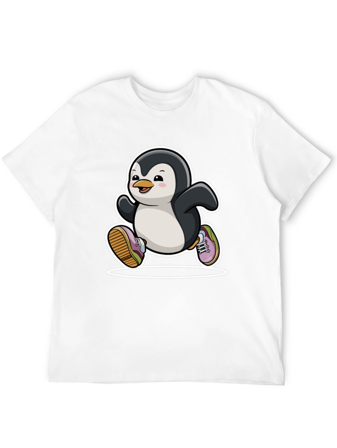 Running Penguin Graphic Tee - Black Cotton Casual Shirt