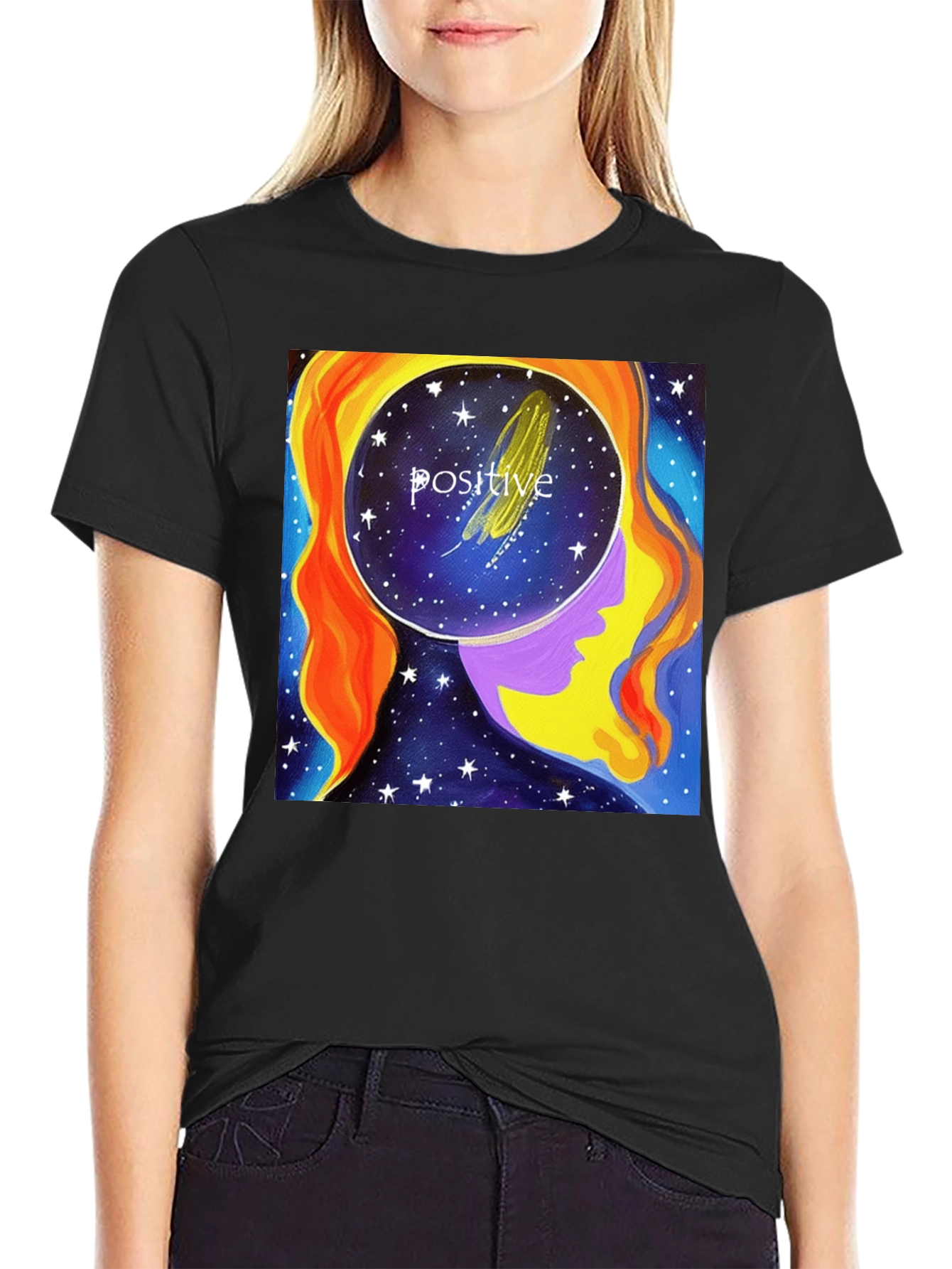 Positive Mind Black Graphic Tee