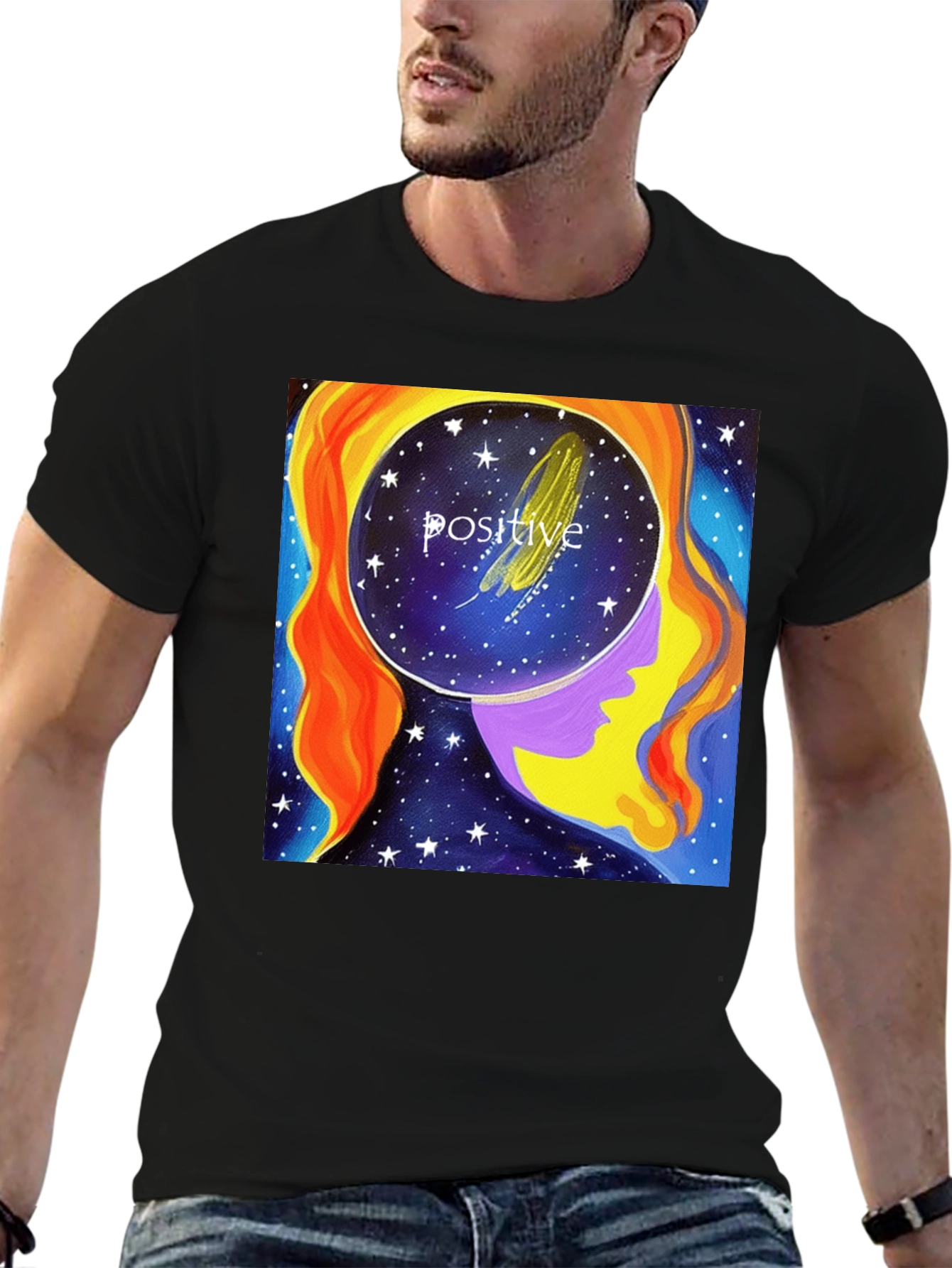 Positive Mind Black Graphic Tee