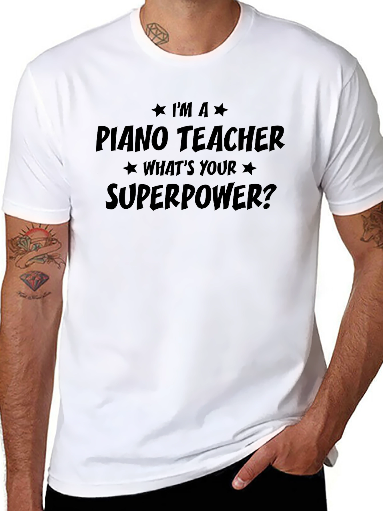 Piano Teacher Superpower Black T-Shirt