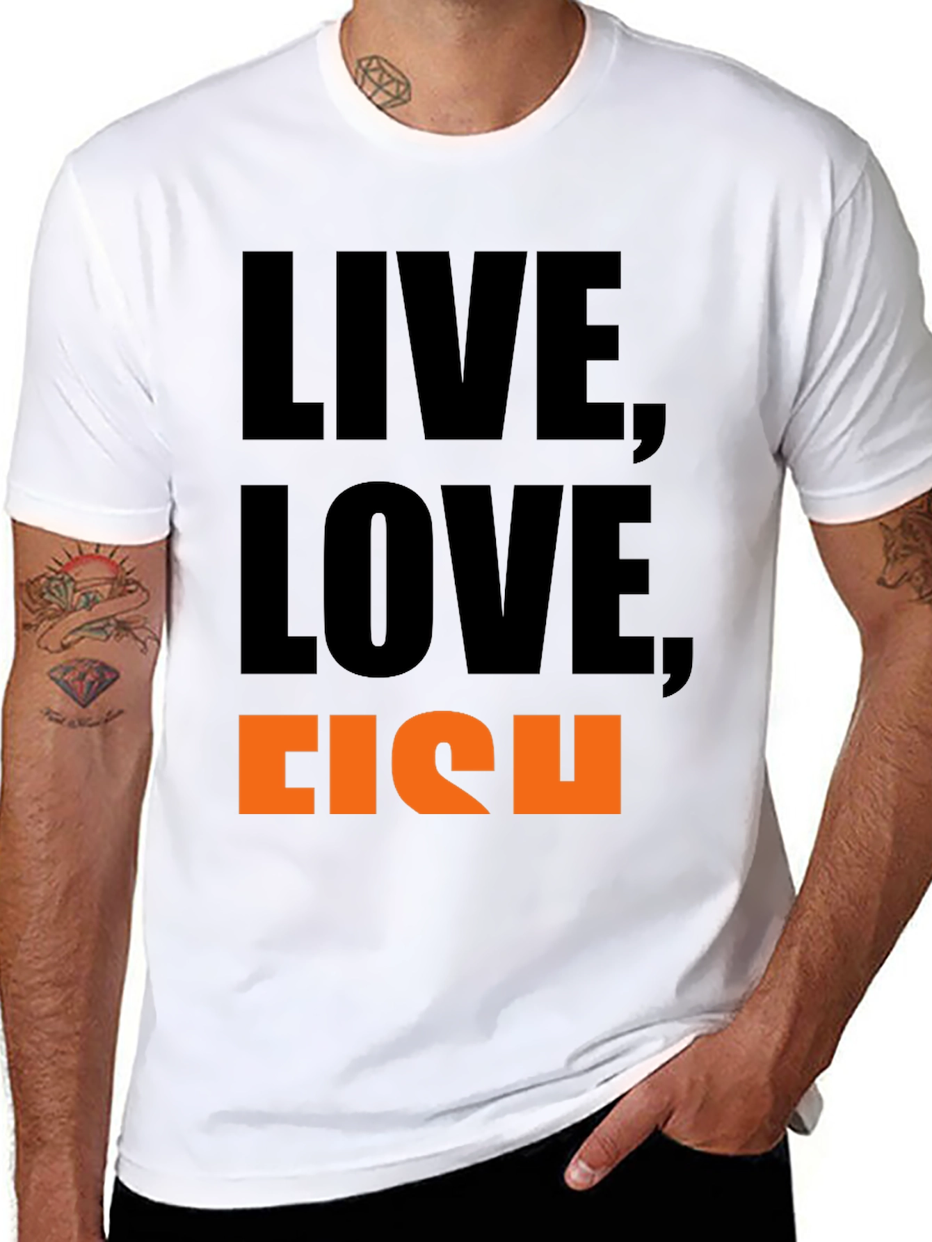 Live Love Fish Graphic Tee - Black