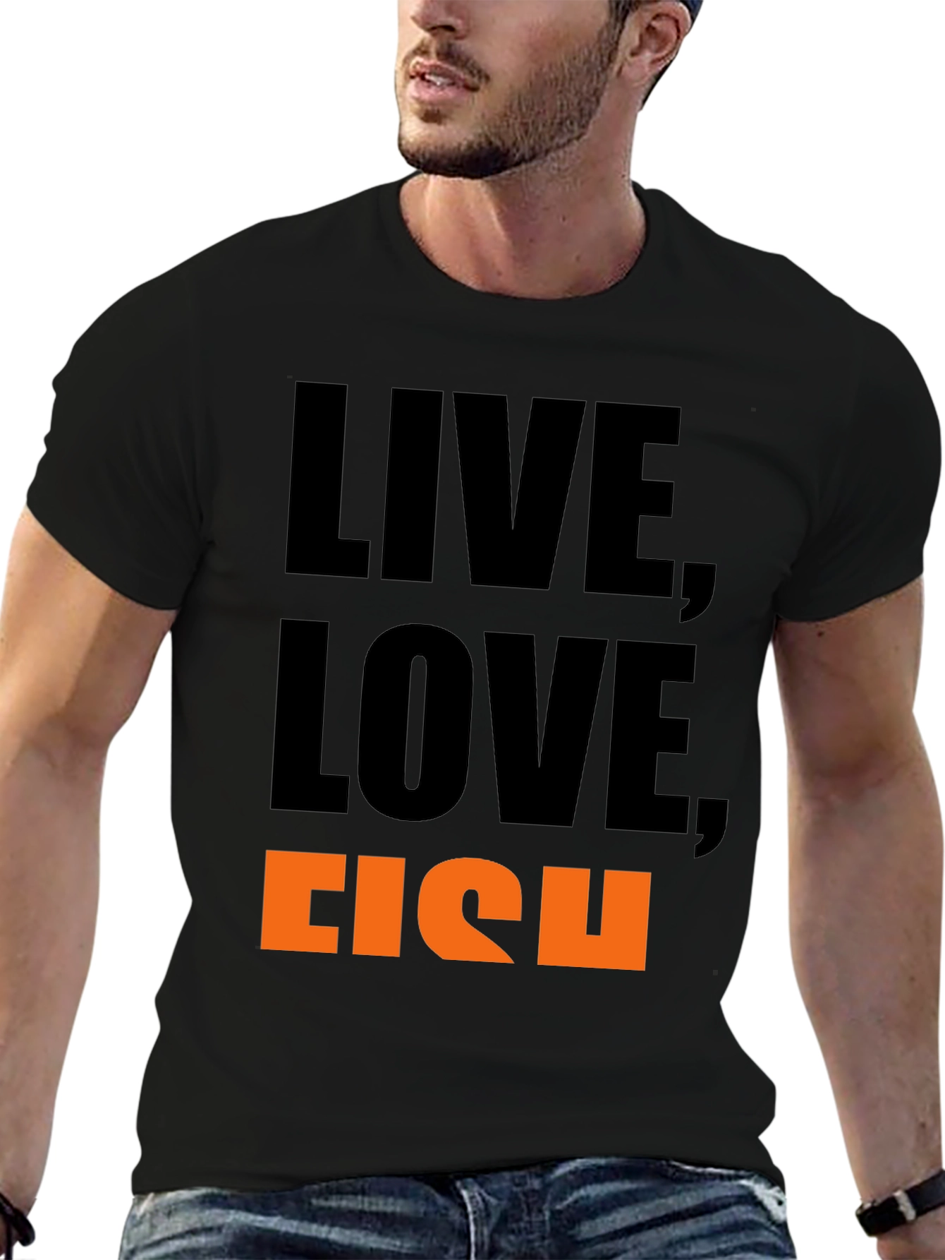 Live Love Fish Graphic Tee - Black