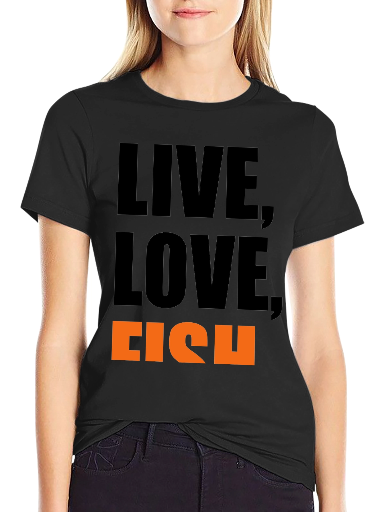 Live Love Fish Graphic Tee - Black