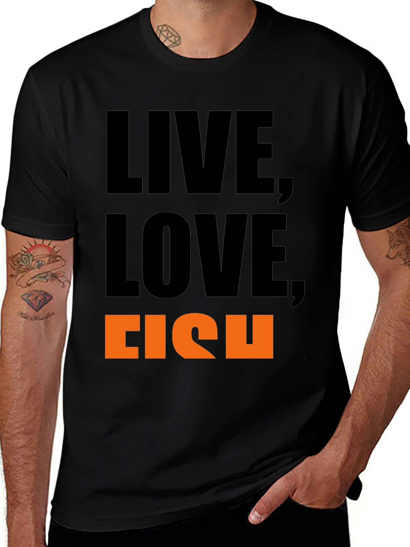 Live Love Fish Graphic Tee - Black