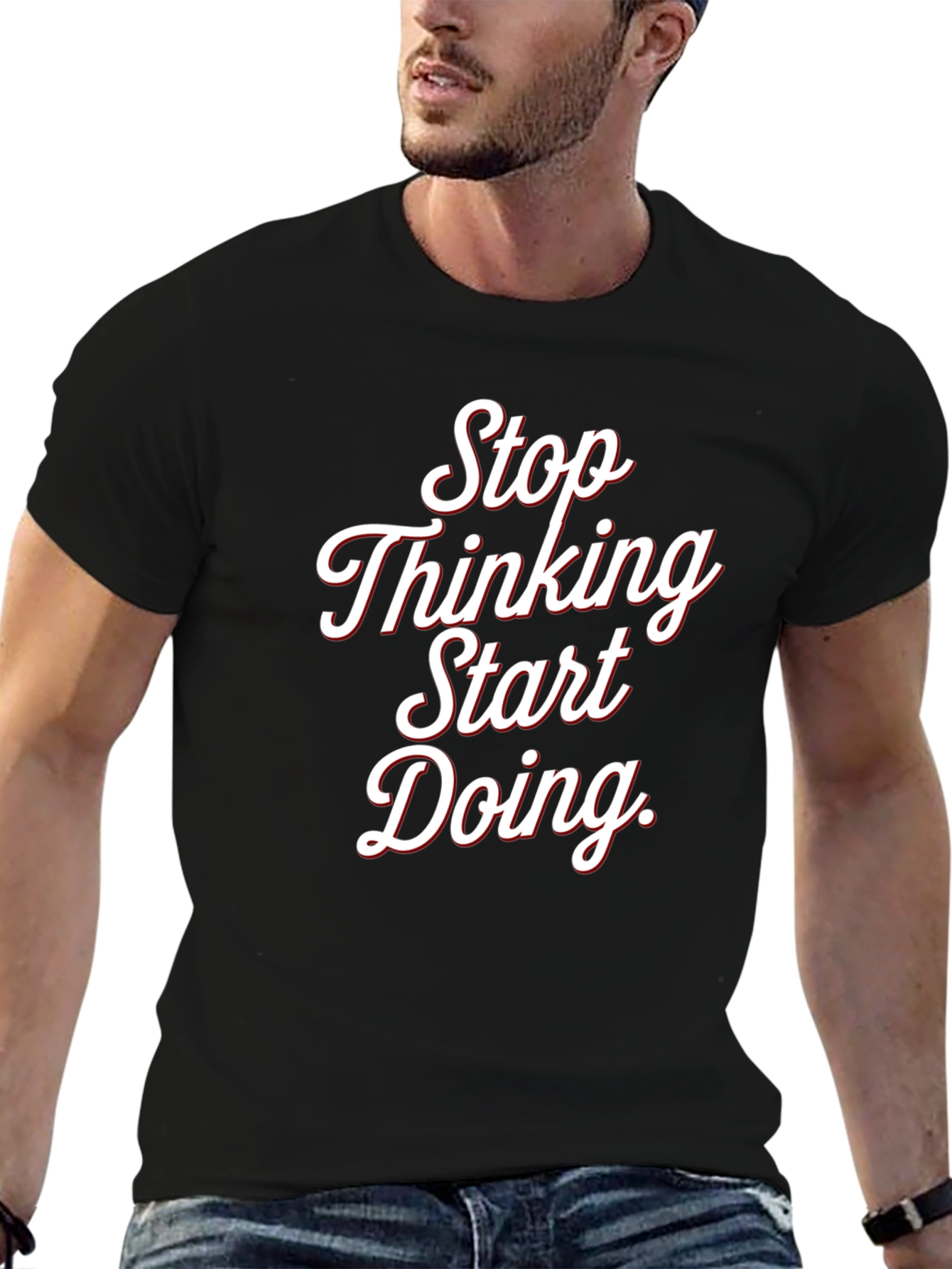 Stop Thinking Start Doing Black Tee