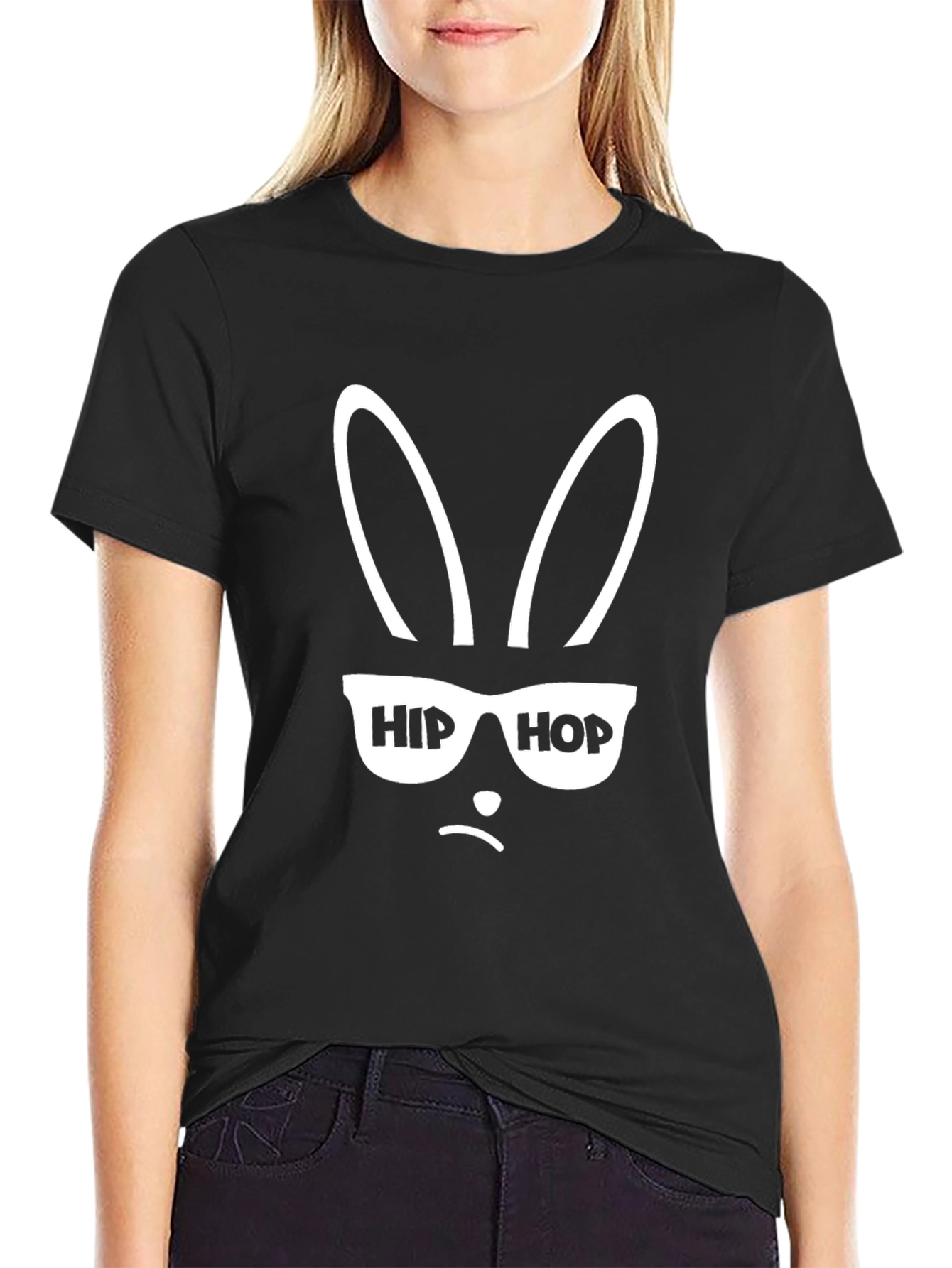Hip Hop Bunny Black T-Shirt
