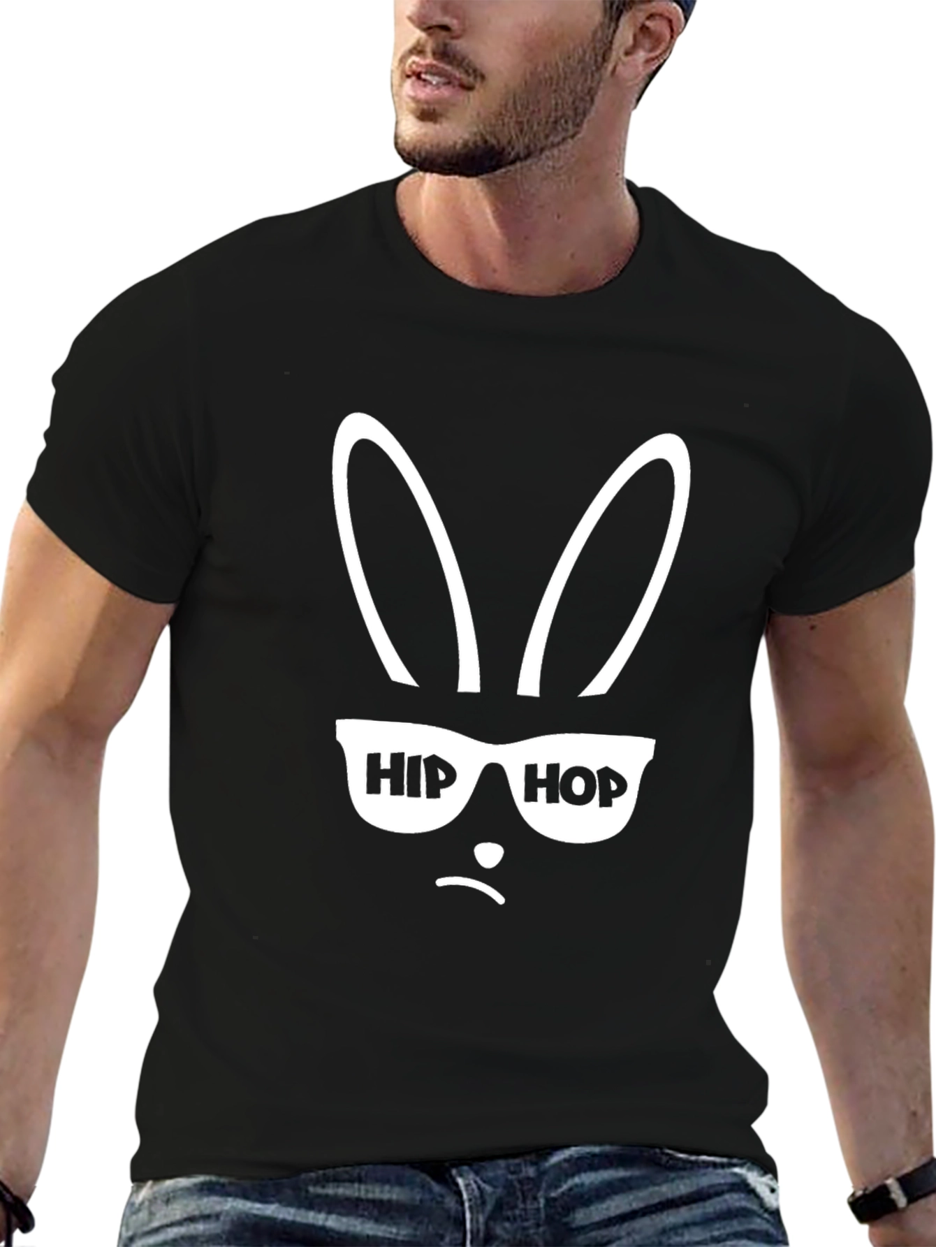 Hip Hop Bunny Black T-Shirt