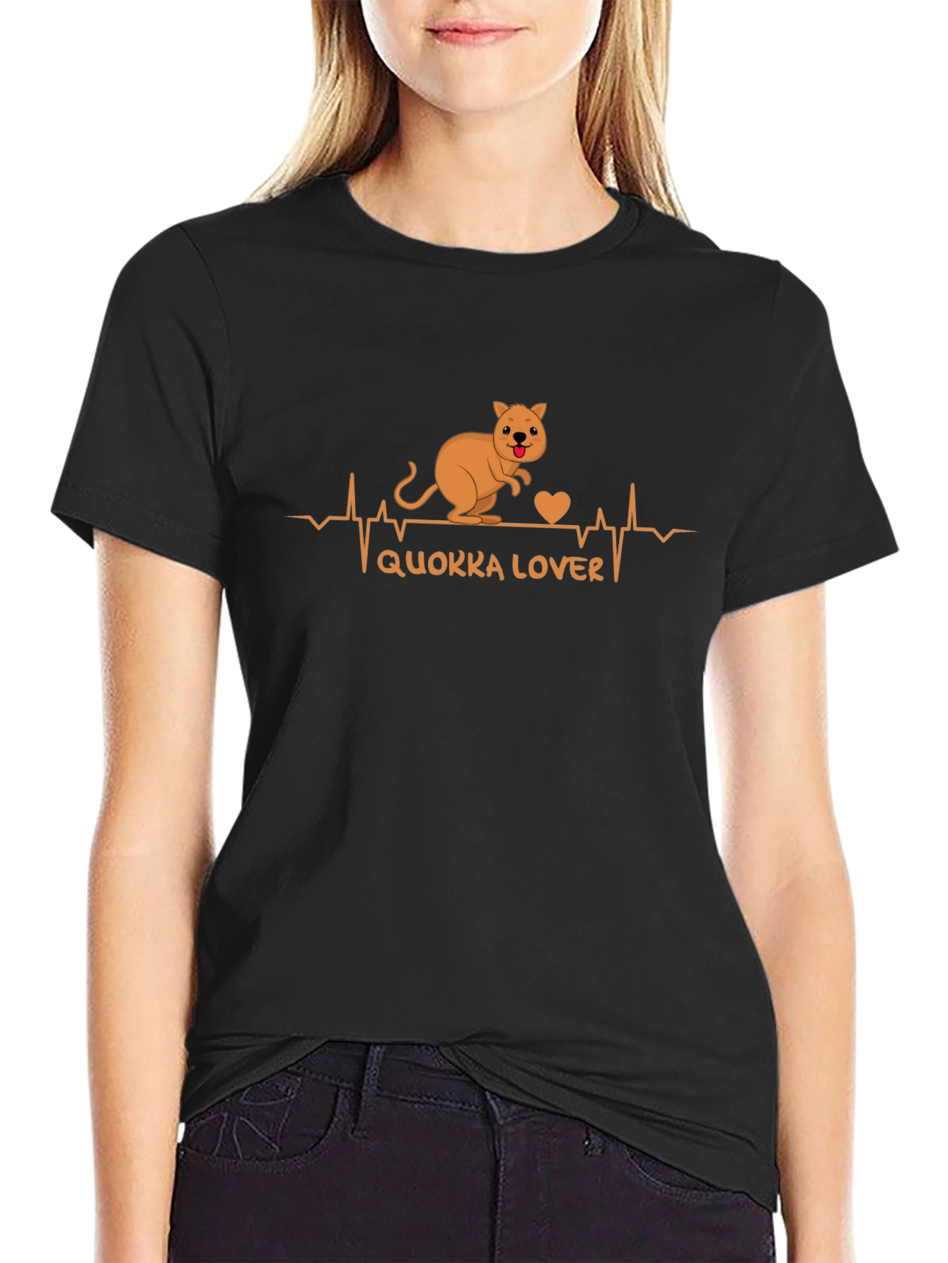 Quokka Lover Graphic Tee - Black Cotton T-Shirt