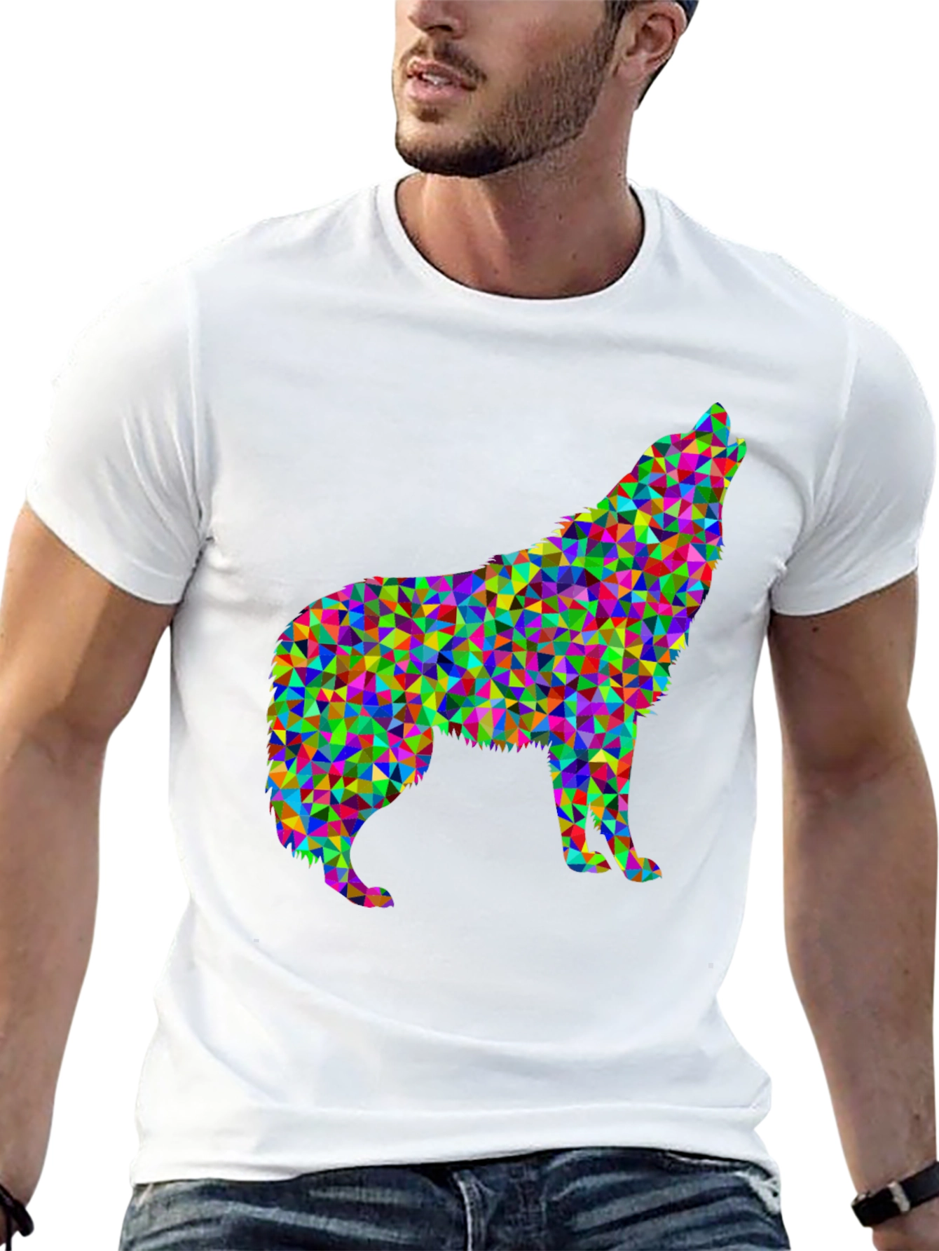 Abstract Wolf Graphic Tee - Modern Geometric Design