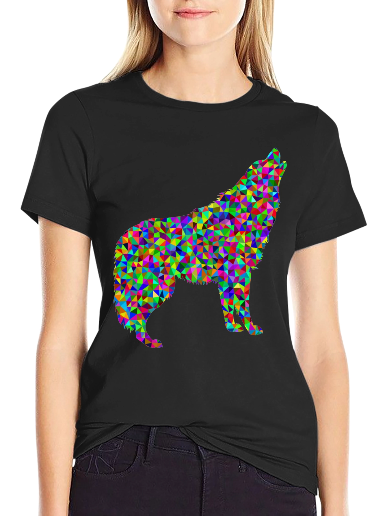 Abstract Wolf Graphic Tee - Modern Geometric Design