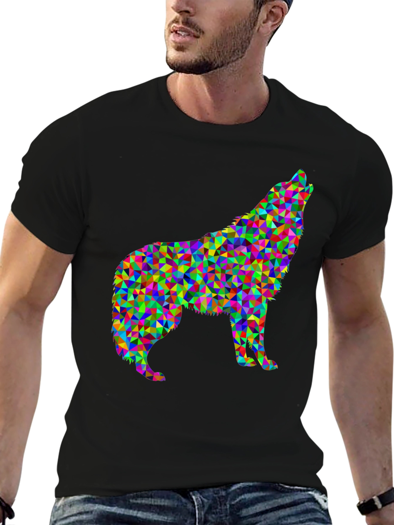Abstract Wolf Graphic Tee - Modern Geometric Design