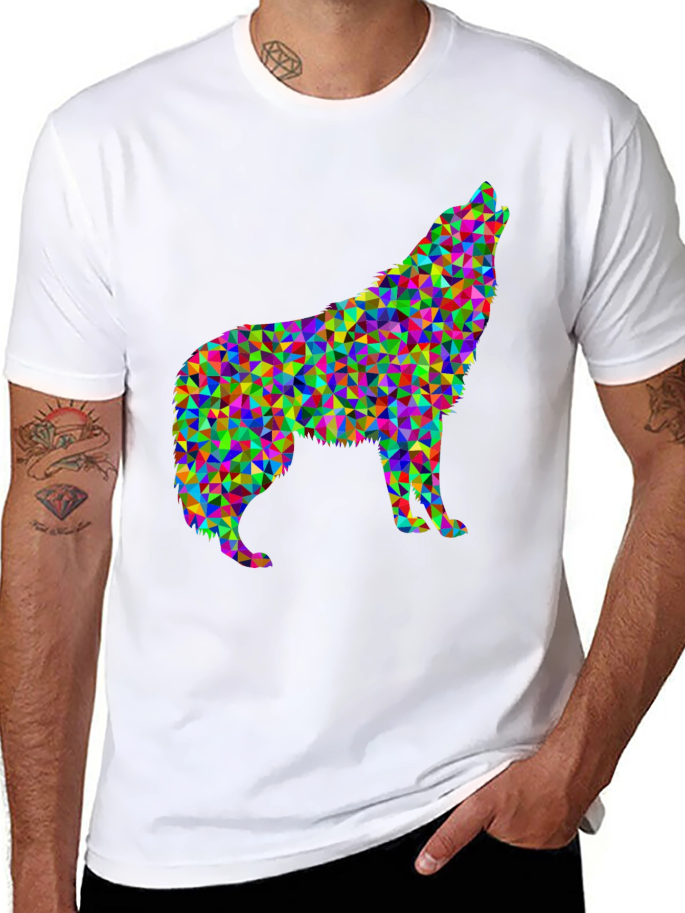 Abstract Wolf Graphic Tee - Modern Geometric Design