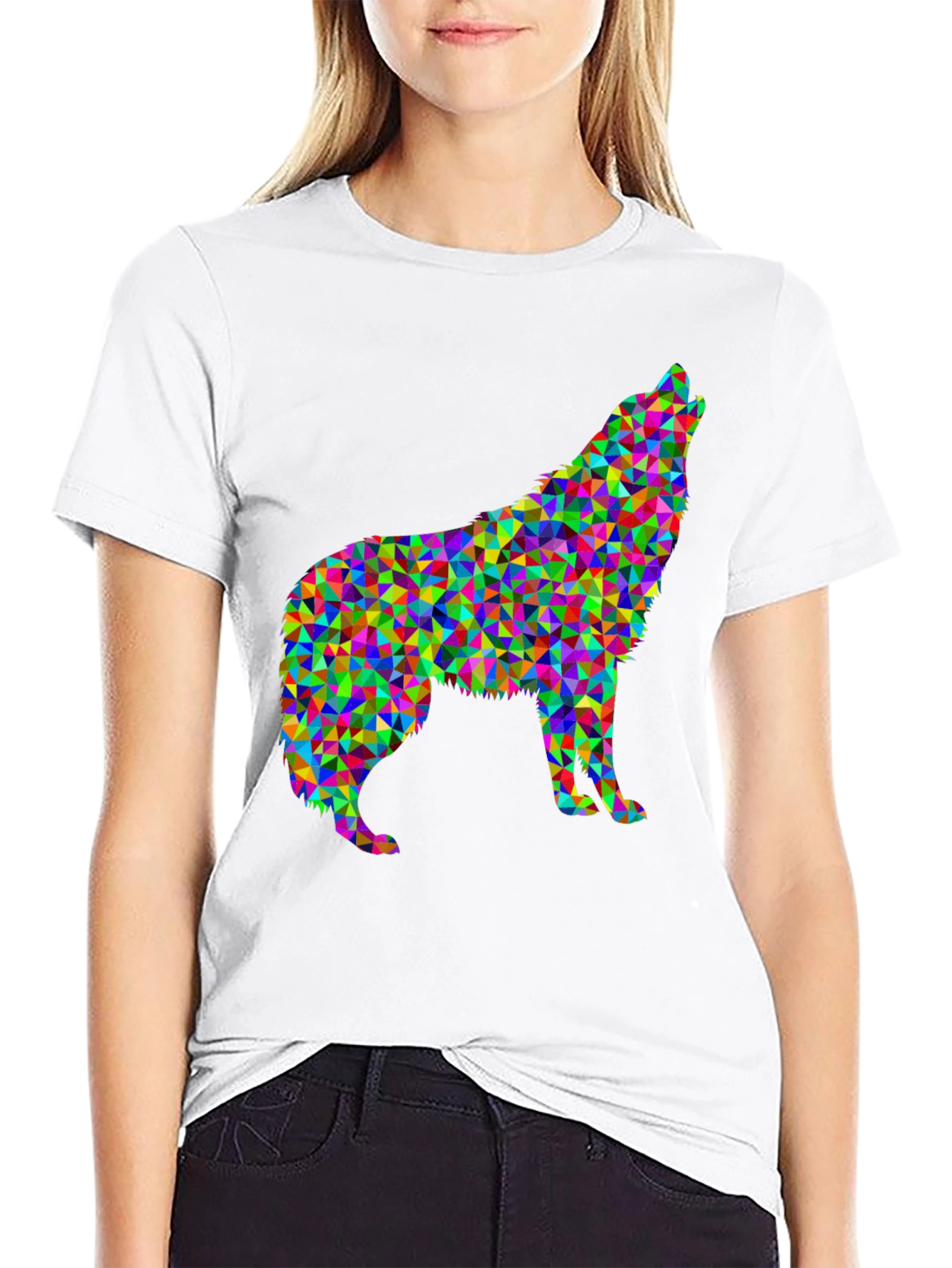 Abstract Wolf Graphic Tee - Modern Geometric Design
