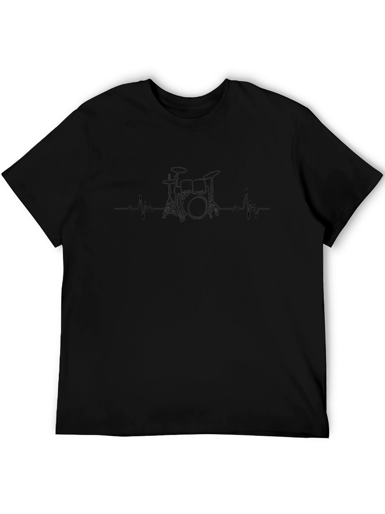 Drumset Heartbeat T-Shirt - Black