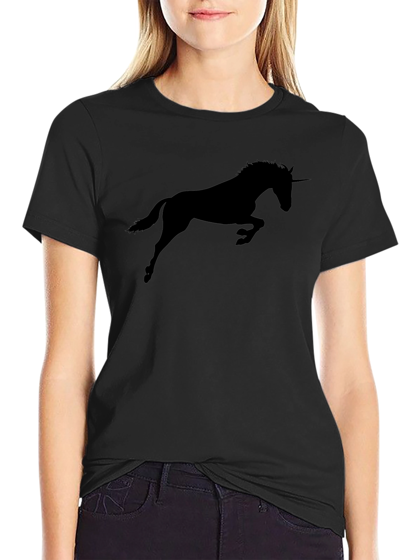 Mens Black Unicorn Silhouette Graphic Tee