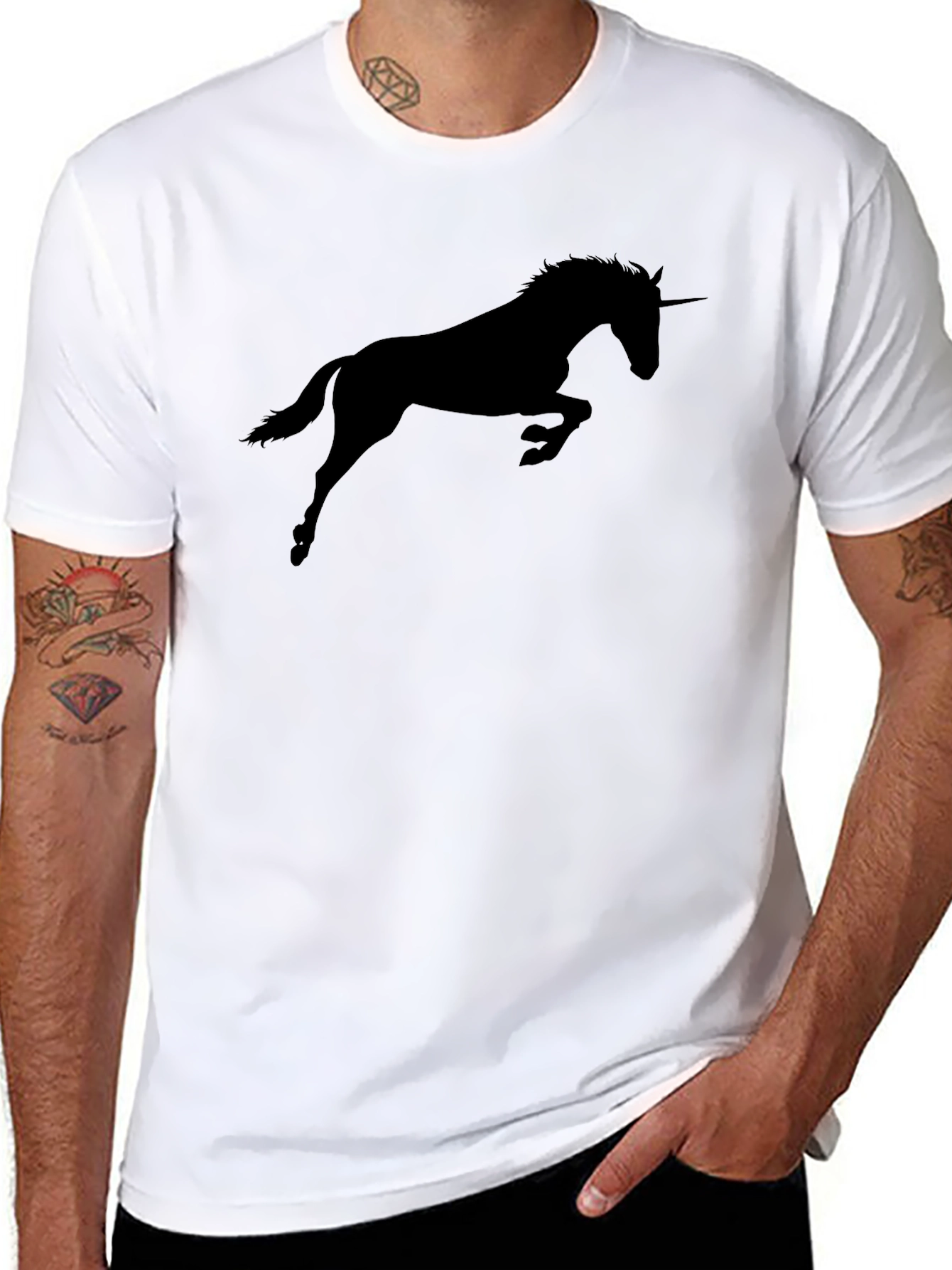 Mens Black Unicorn Silhouette Graphic Tee