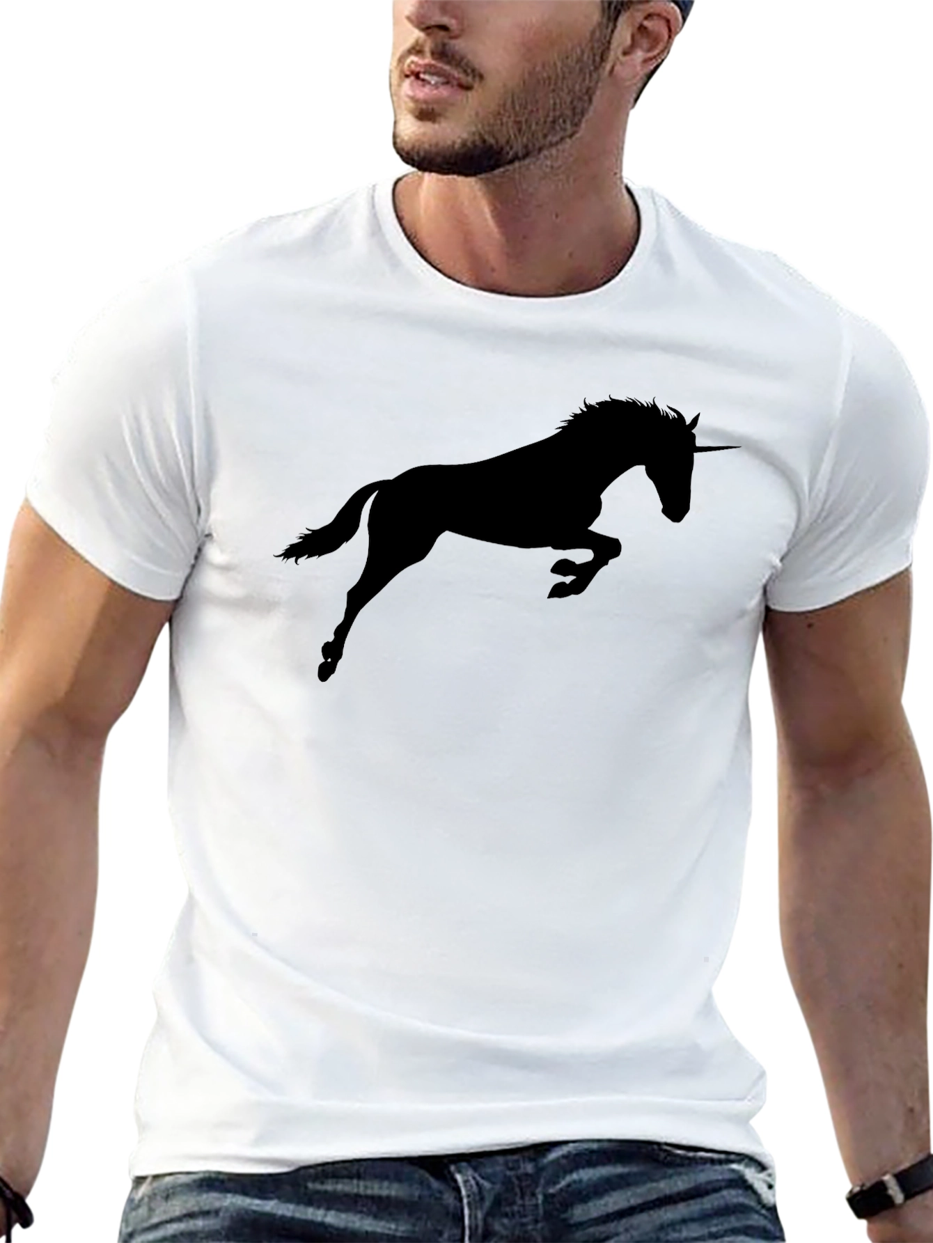 Mens Black Unicorn Silhouette Graphic Tee