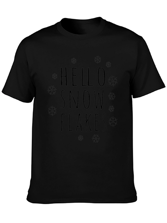 Hello Snowflakes Graphic Tee - Black Cotton Blend