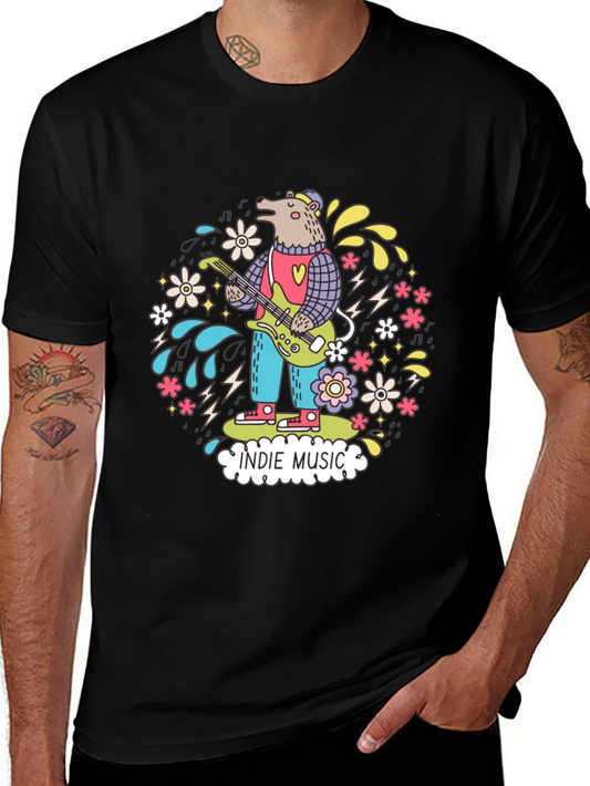 Indie Music Bear Graphic T-Shirt